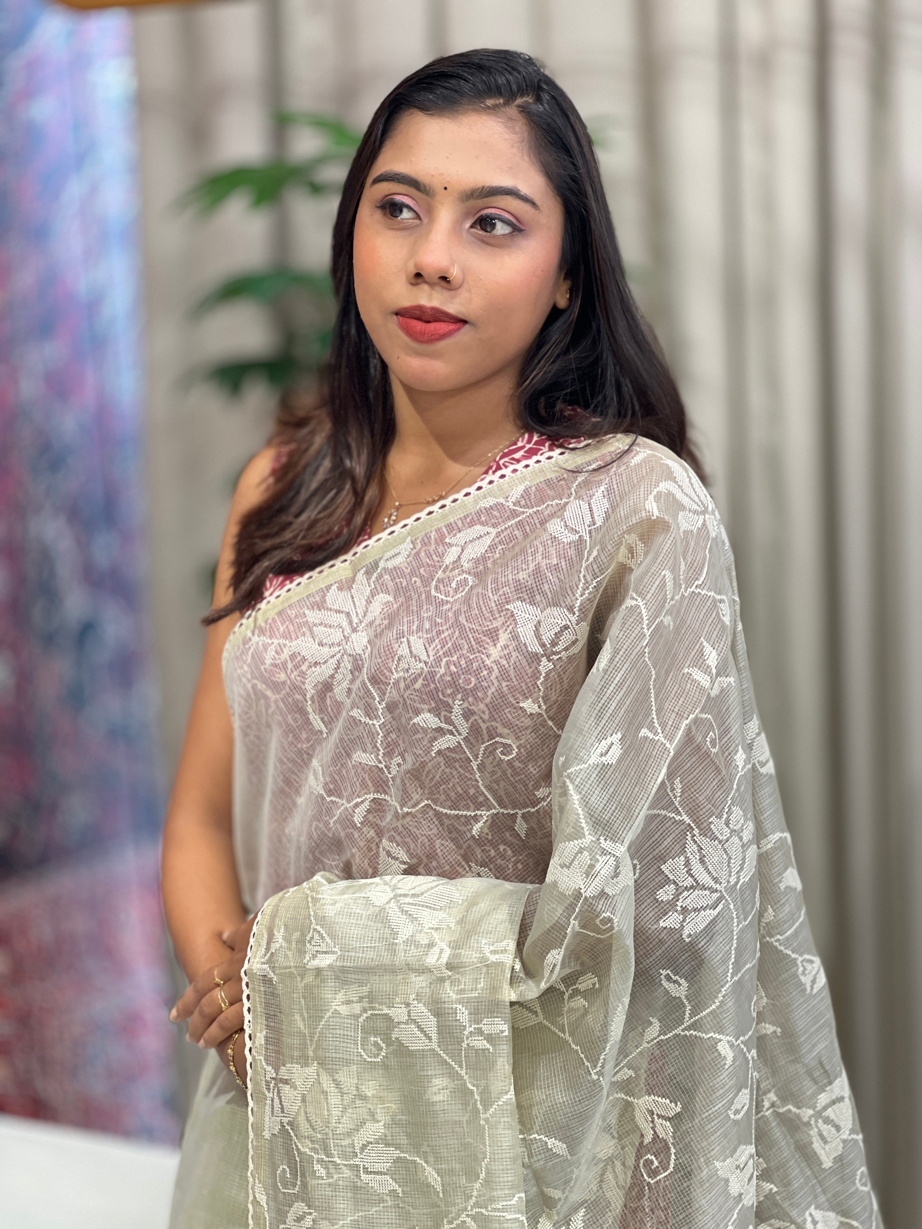 Machine Embroidery Detailed Kota Saree | BLD1671