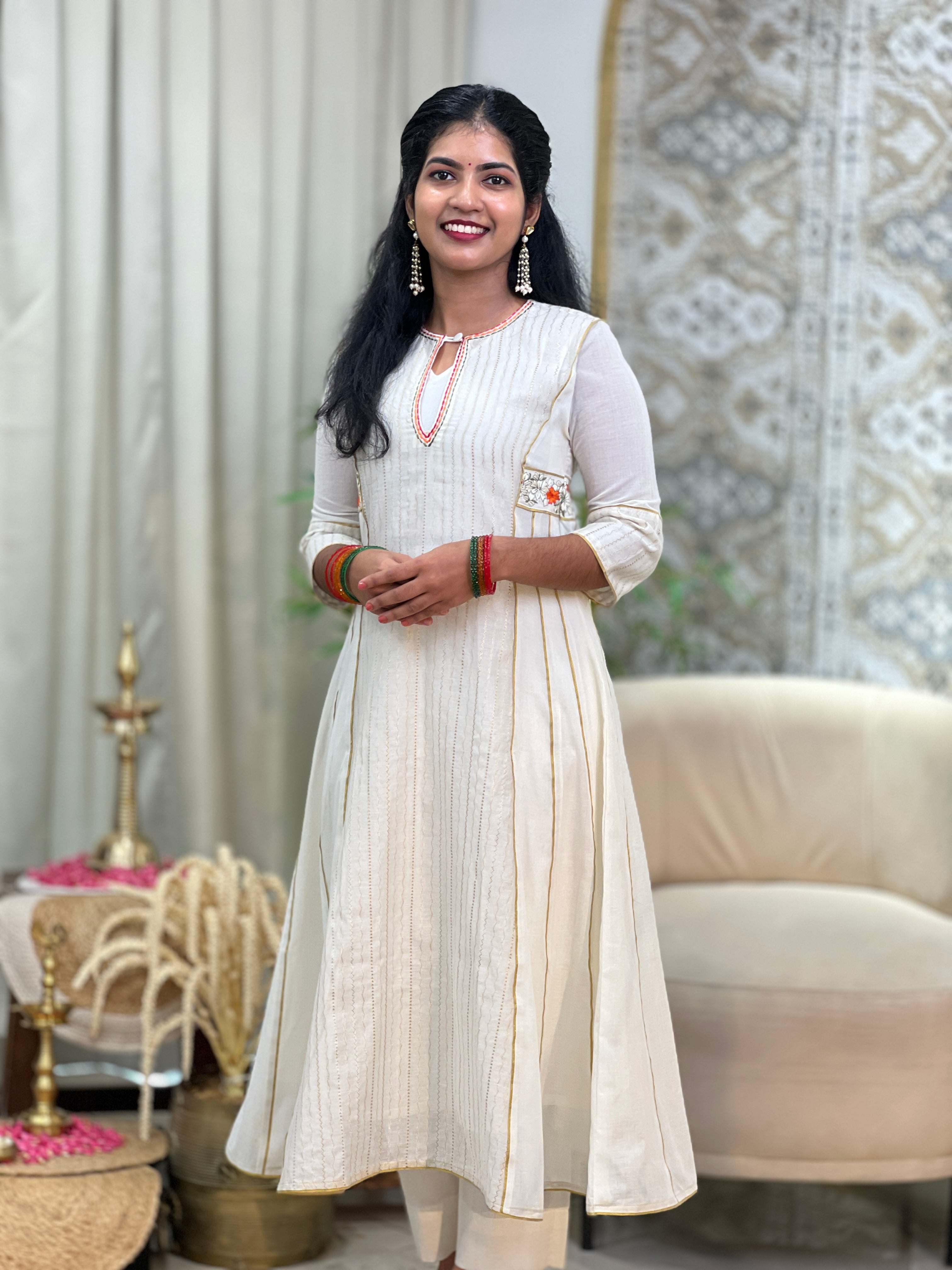 Kanakamulla Editz :-Floral Embroidered Anarkali Set (Un Stitched ) | OKM106