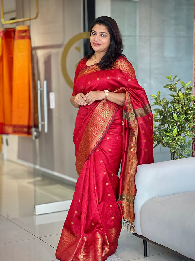 Zari Weaved Raw Silk Saree | NHH332