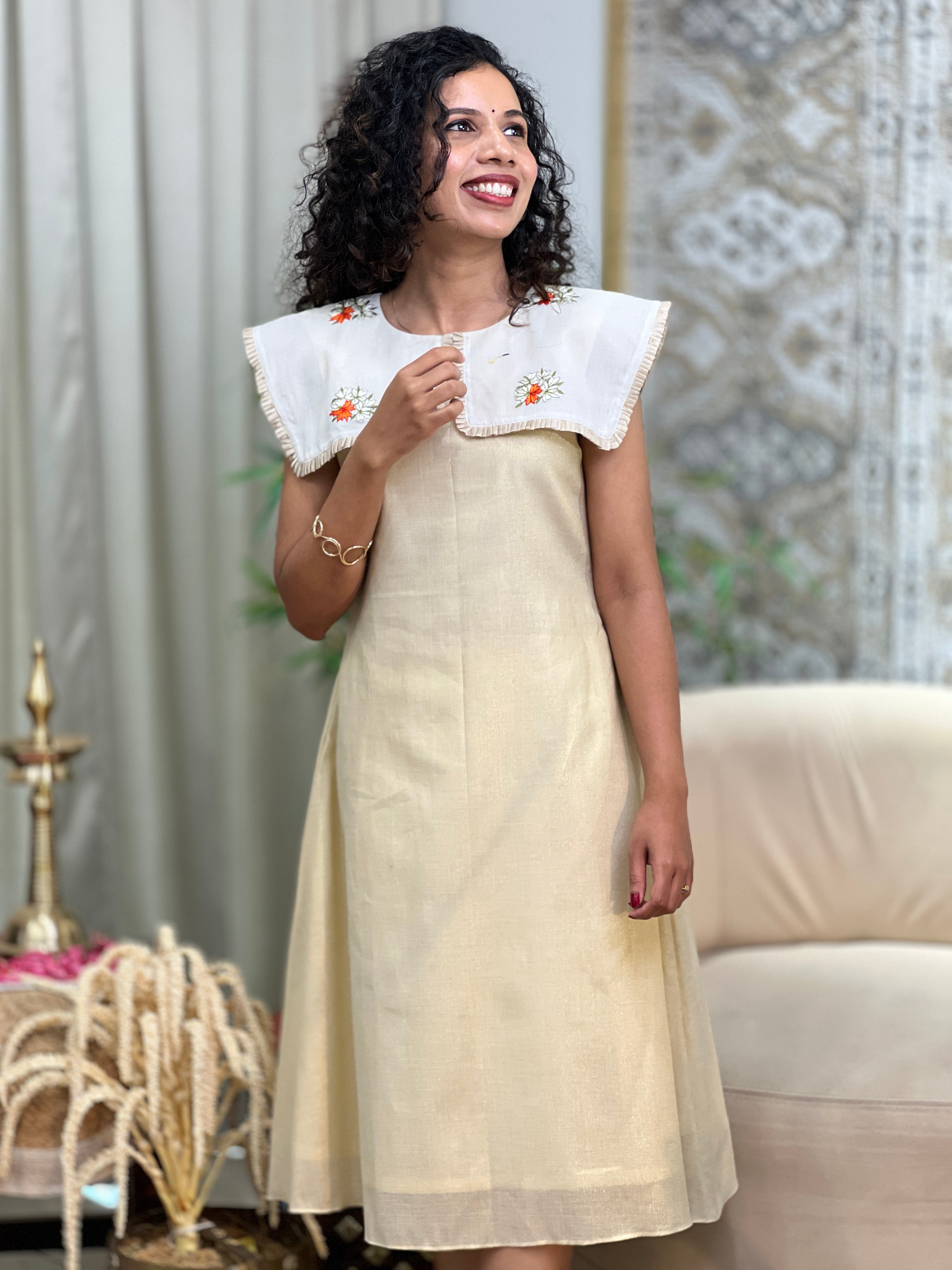 Kanakamulla Editz :- Floral Embroidered Dress (Un Stitched ) | OKM102