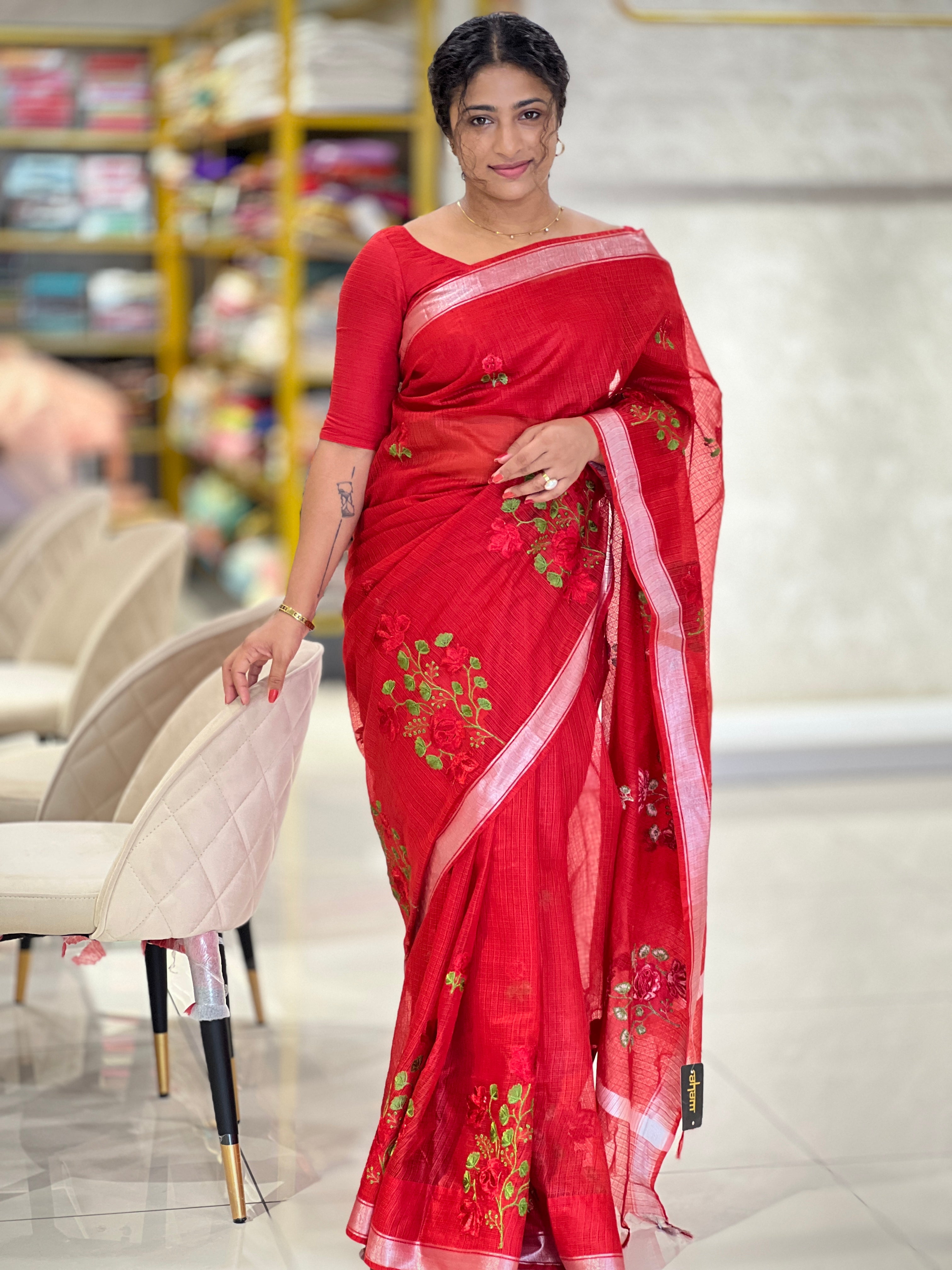 Floral Embroidery Kota Saree | NHH311