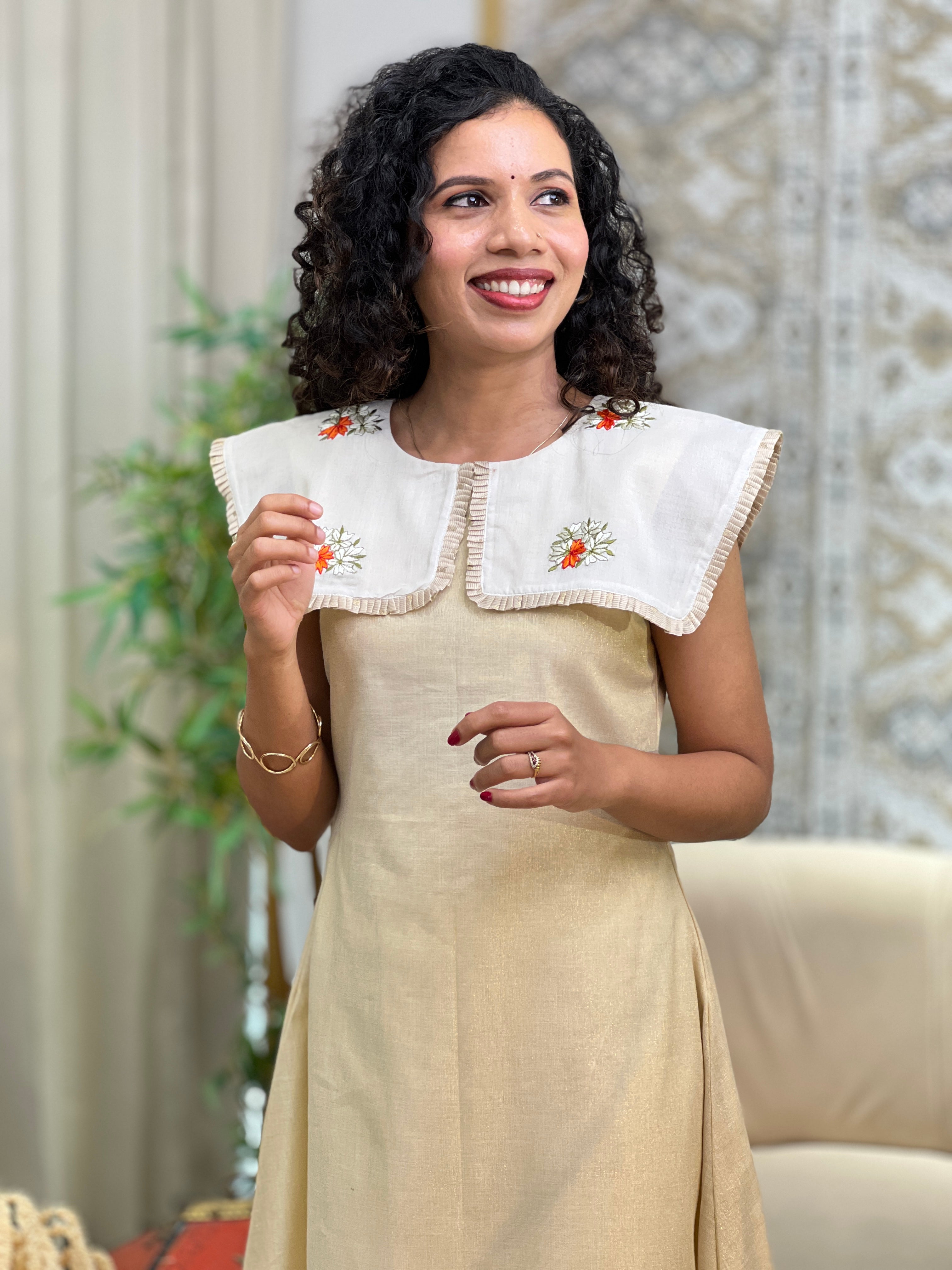 Kanakamulla Editz :- Floral Embroidered Dress (Un Stitched ) | OKM102