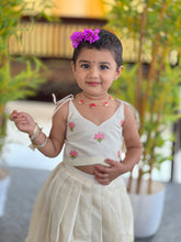 Lotus Embroidered Kerala Cotton Unstitched Skirt & Top | ONK101