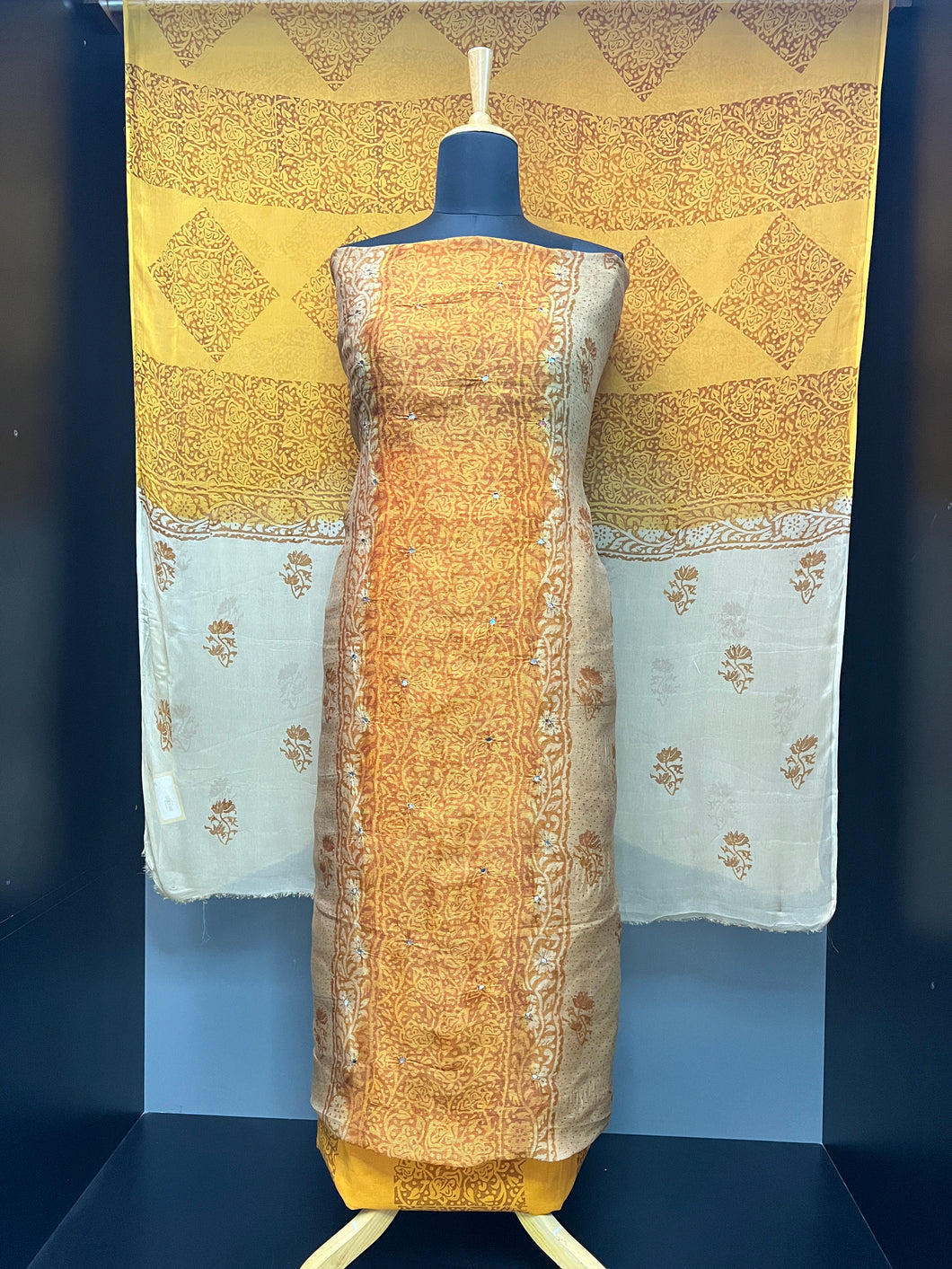 Print With Nalgonda Mirror Detailed Supernet Kota Salwar Set | SF1233