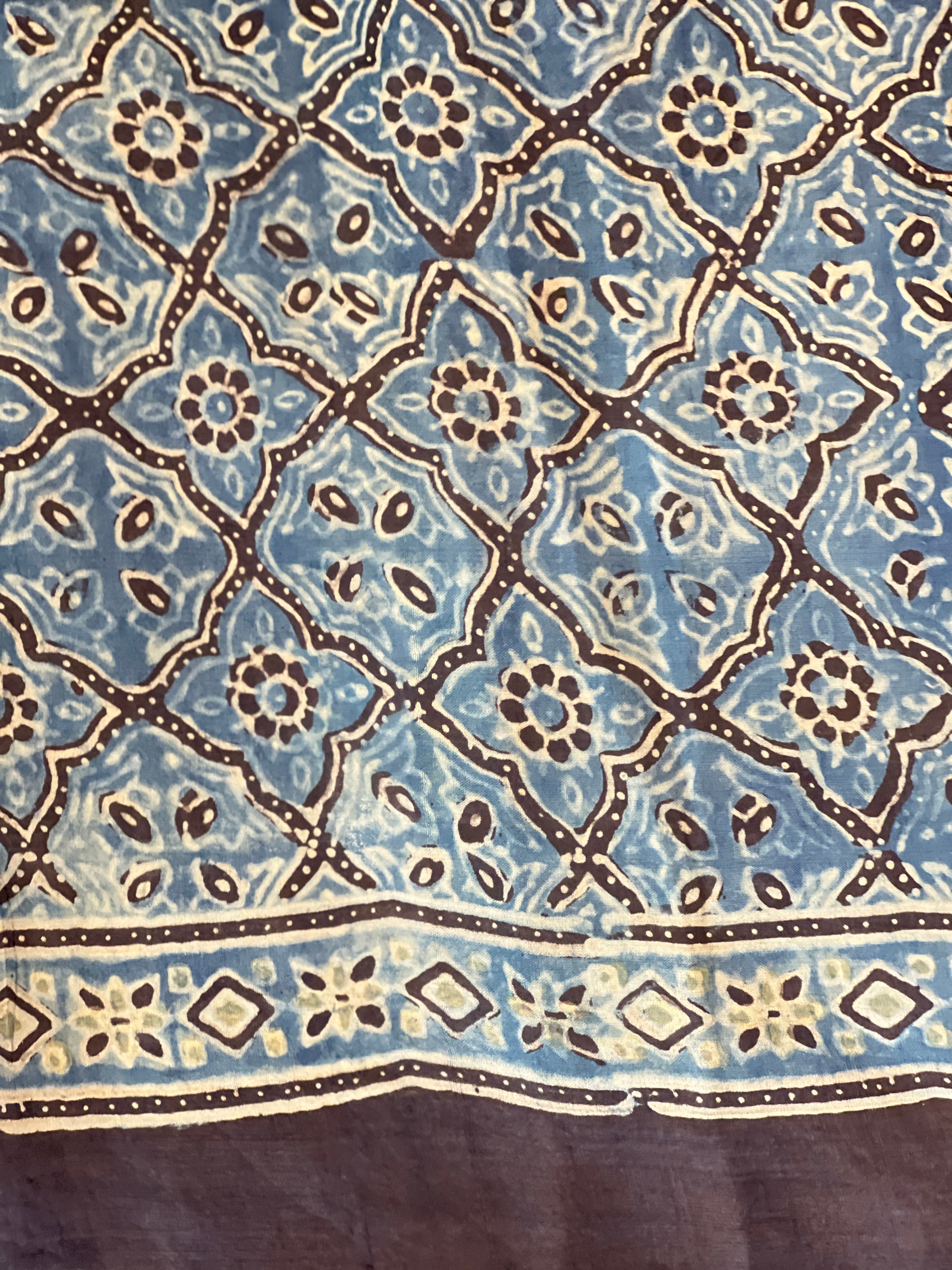 Ajrakh & Block Print Pure Tussar Saree |SBS1371