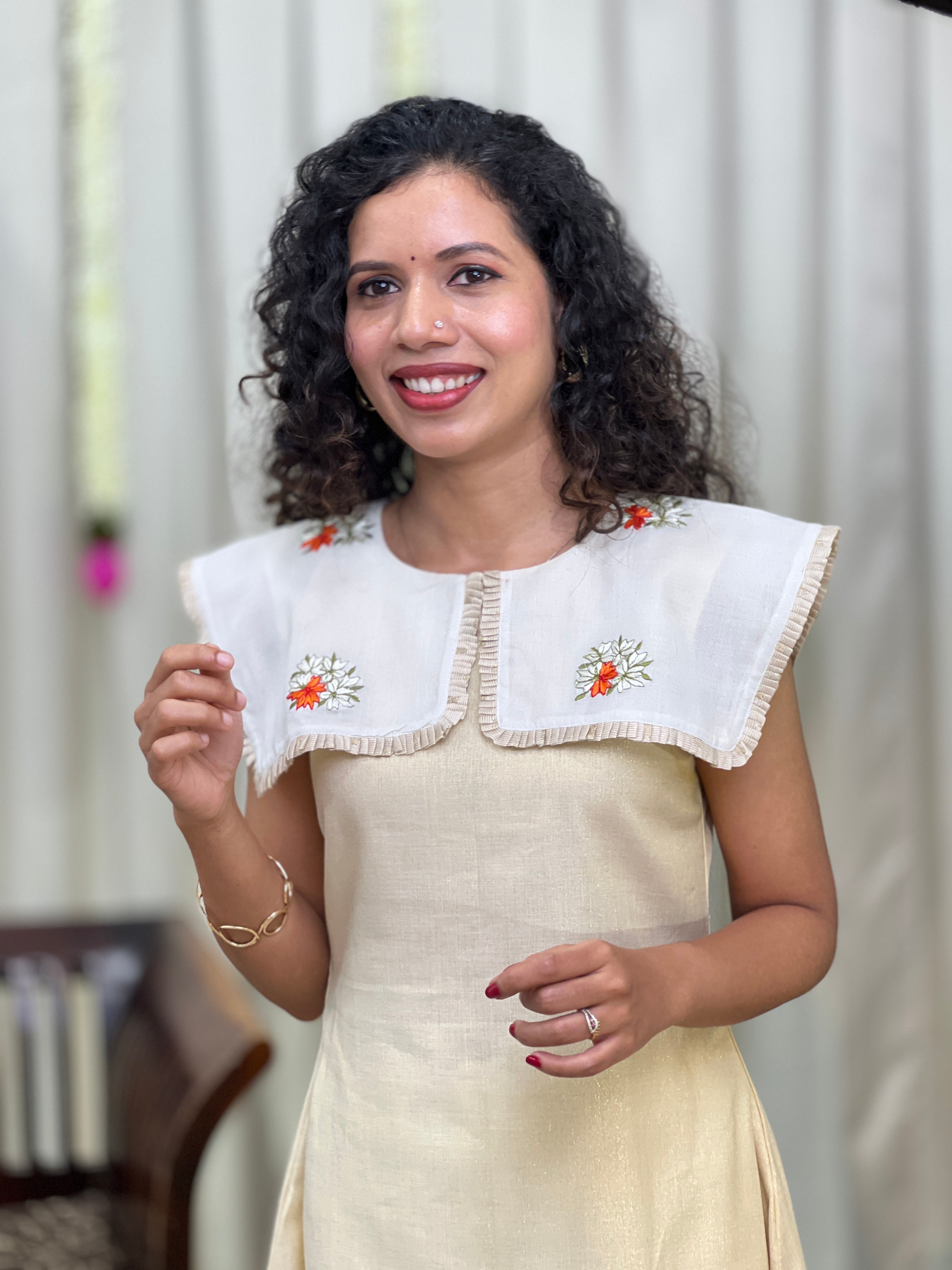 Kanakamulla Editz :- Floral Embroidered Dress (Un Stitched ) | OKM102