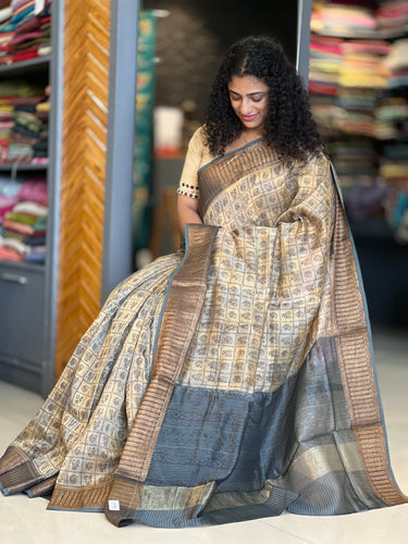 Block Printed Design Silk Chanderi Saree | RGD198