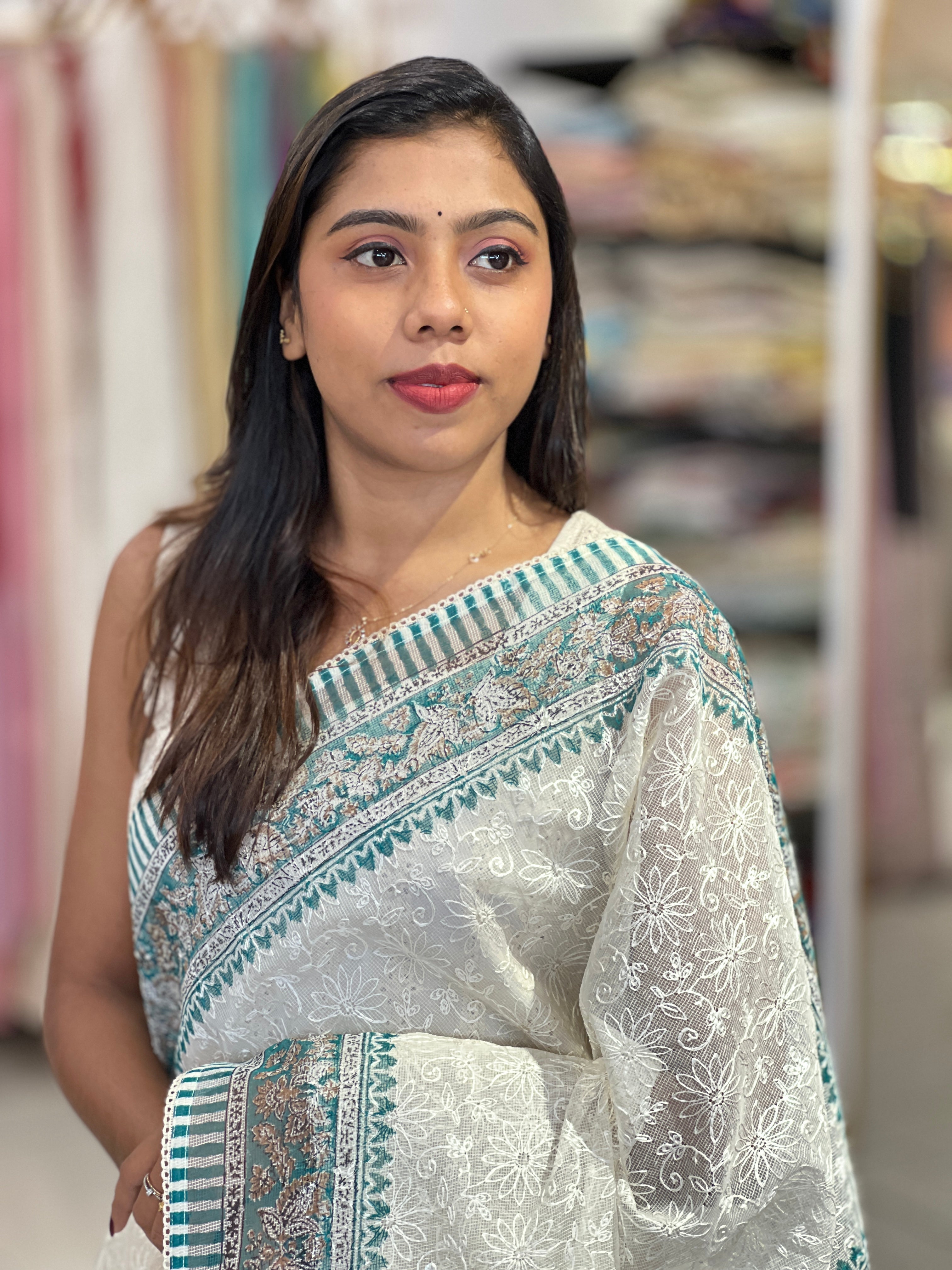 Floral Embroidery Tepchi Kota Saree | PF1181