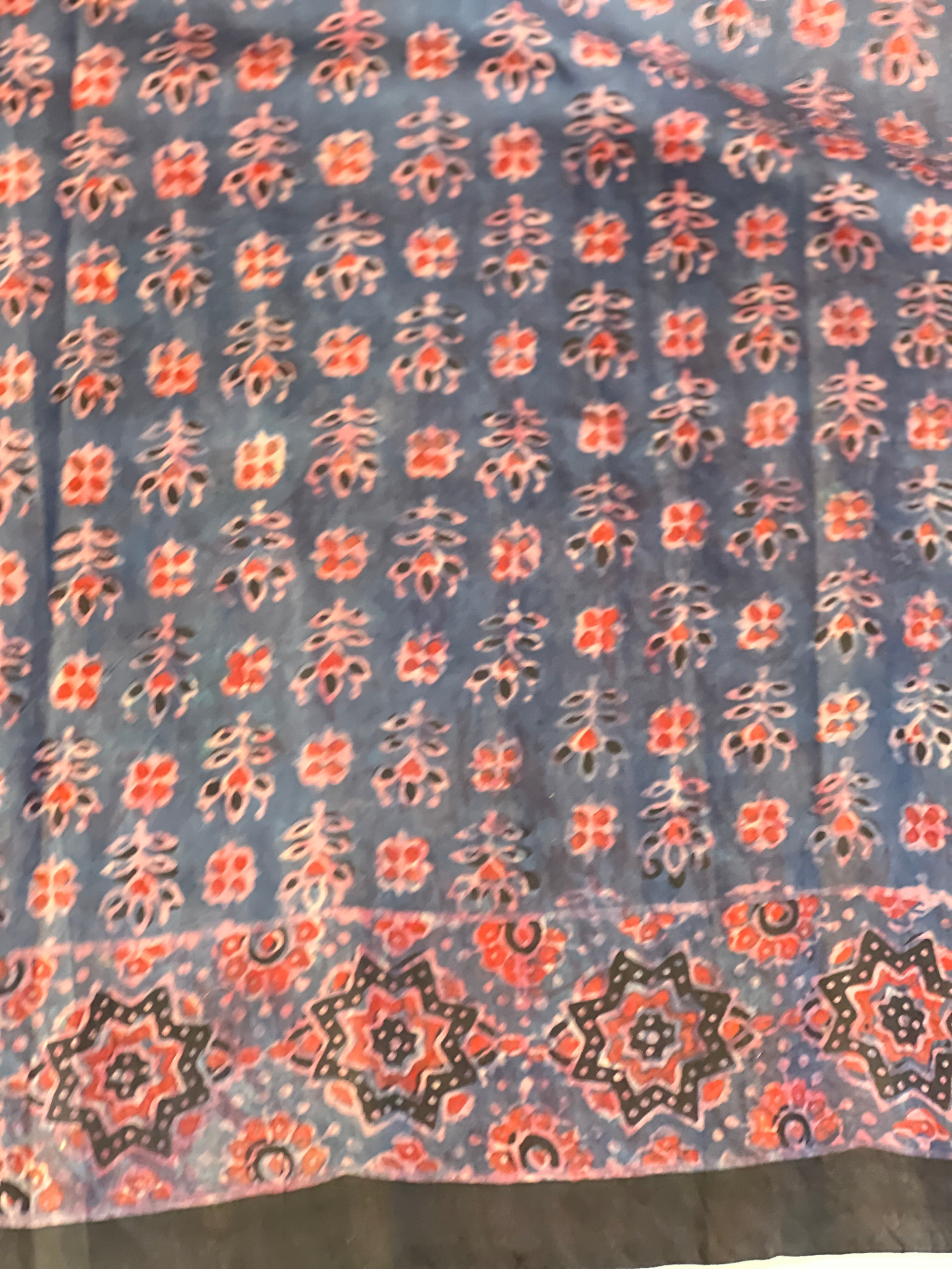 Ajrakh & Block Print Pure Tussar Saree |SBS1372