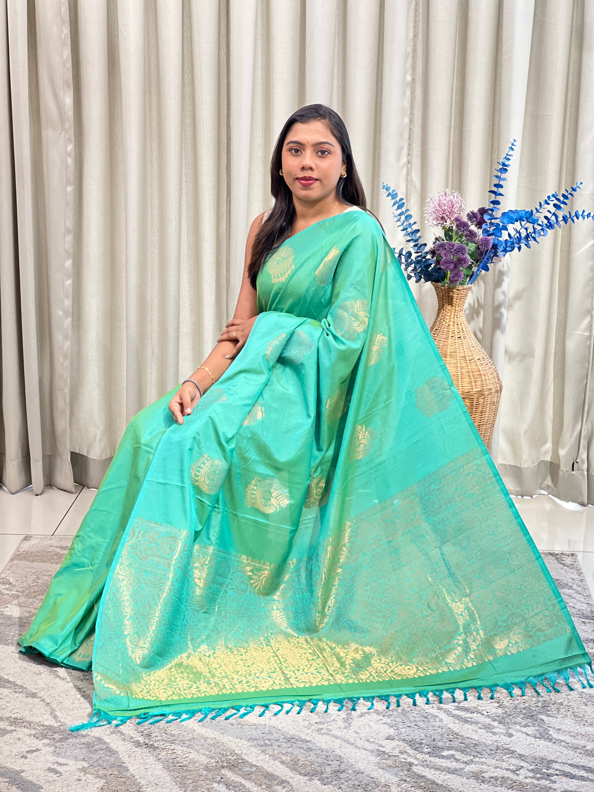 Floral Buta Pattern Semi Silk Saree | AHD1938
