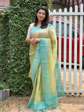 Green Color Embroidered Organza Saree | YNG111