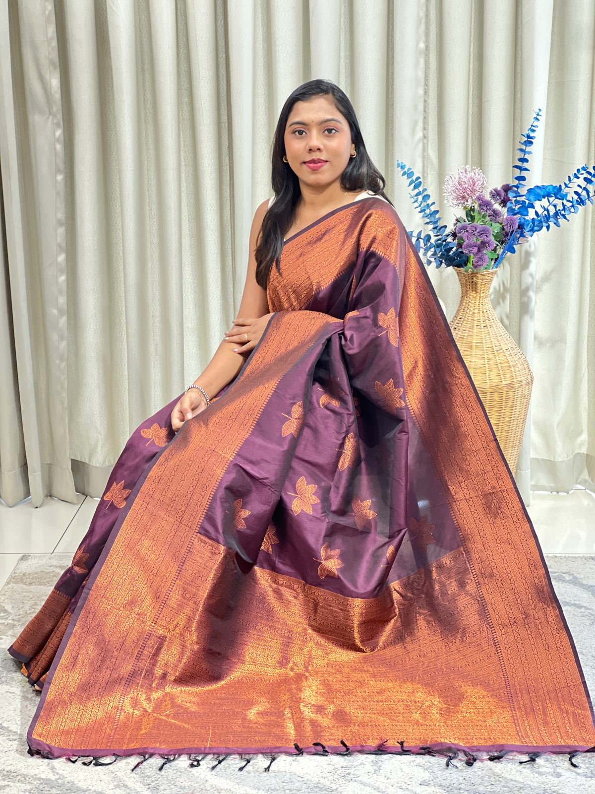 Floral Pattern Semi Silk Saree | AHD1937