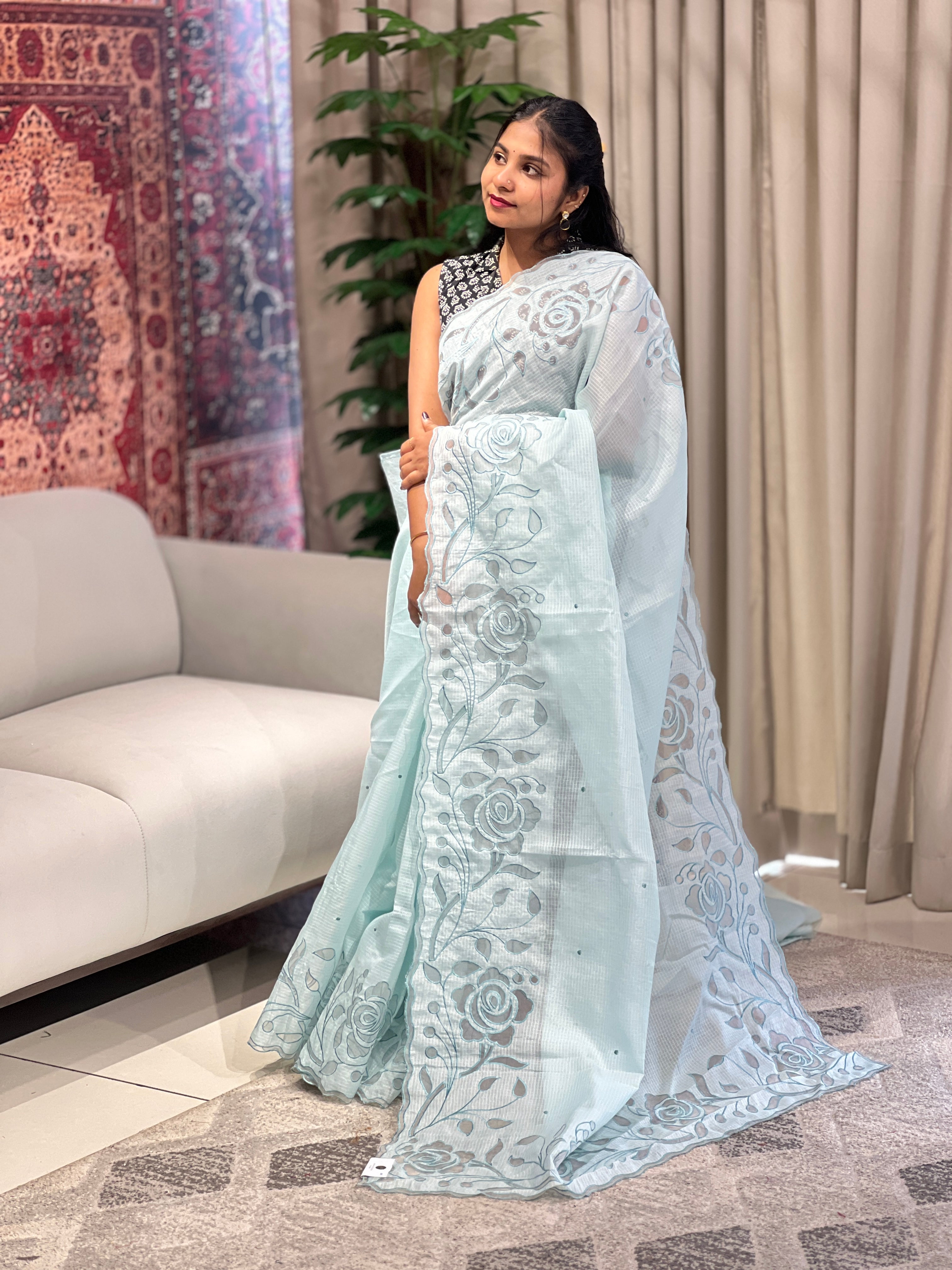 Floral Applique Detailed Kota Saree | BLD1651