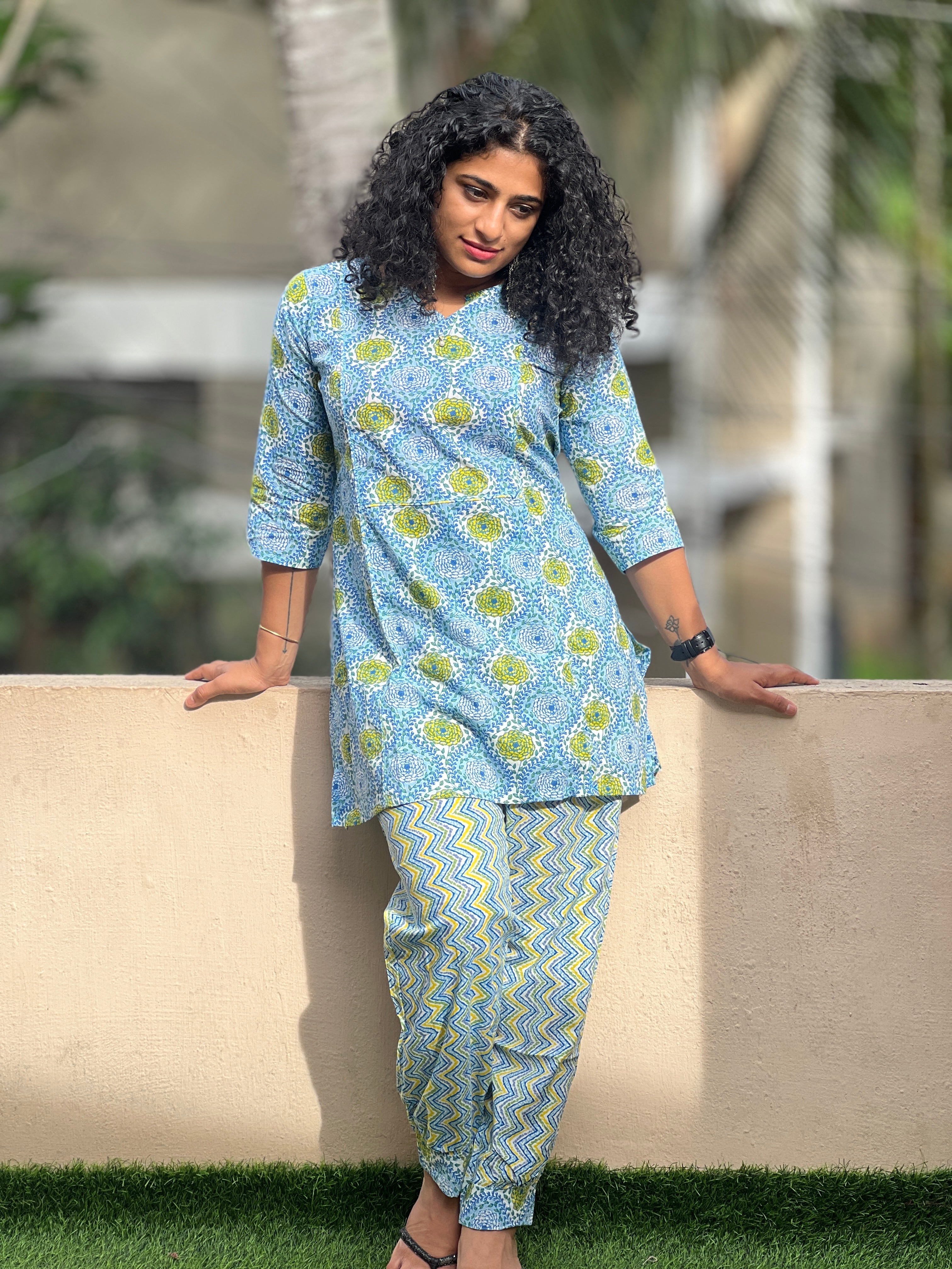 Screen Printed Cotton Kurta Set | OS297
