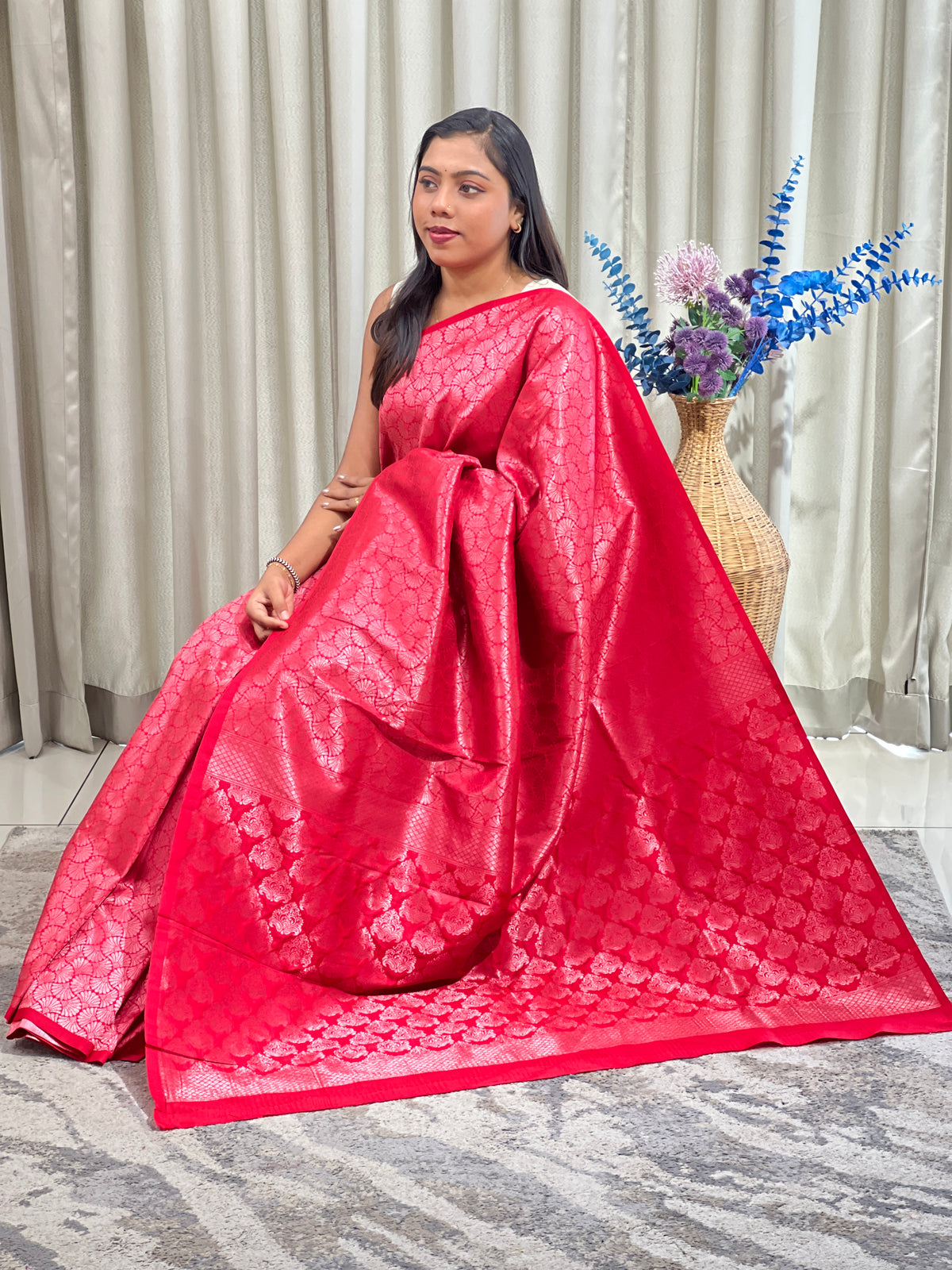 Floral Pattern Semi Silk Saree | AHD1930