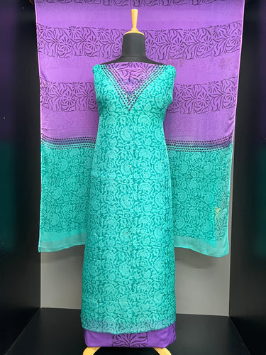Print With Nalgonda Mirror Detailed Organza Salwar Set | SF1243
