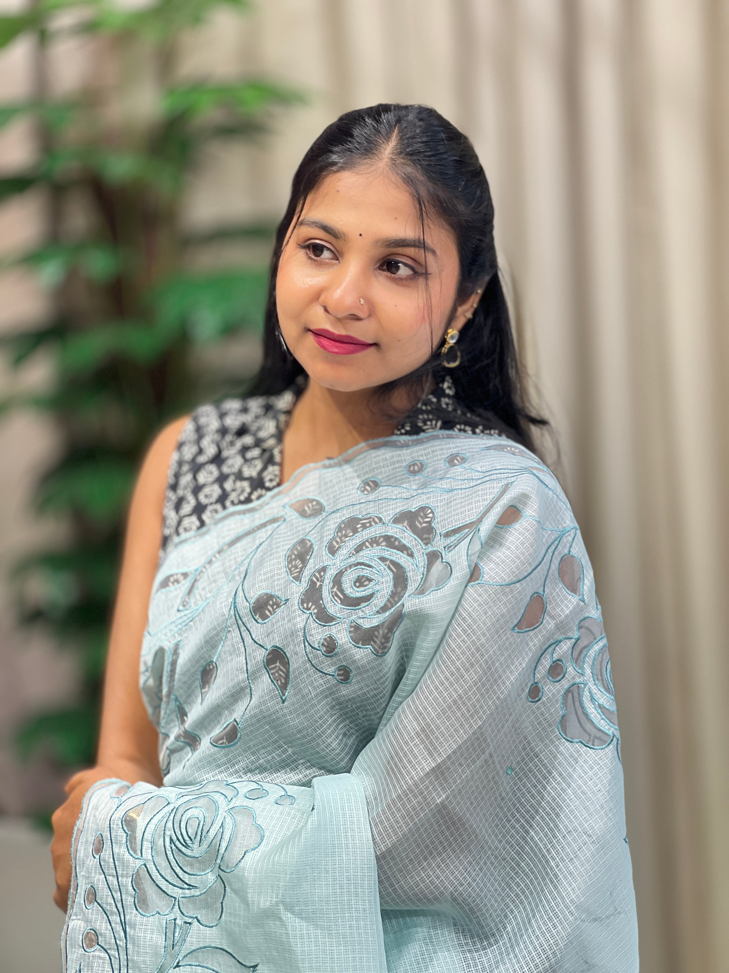 Floral Applique Detailed Kota Saree | BLD1651