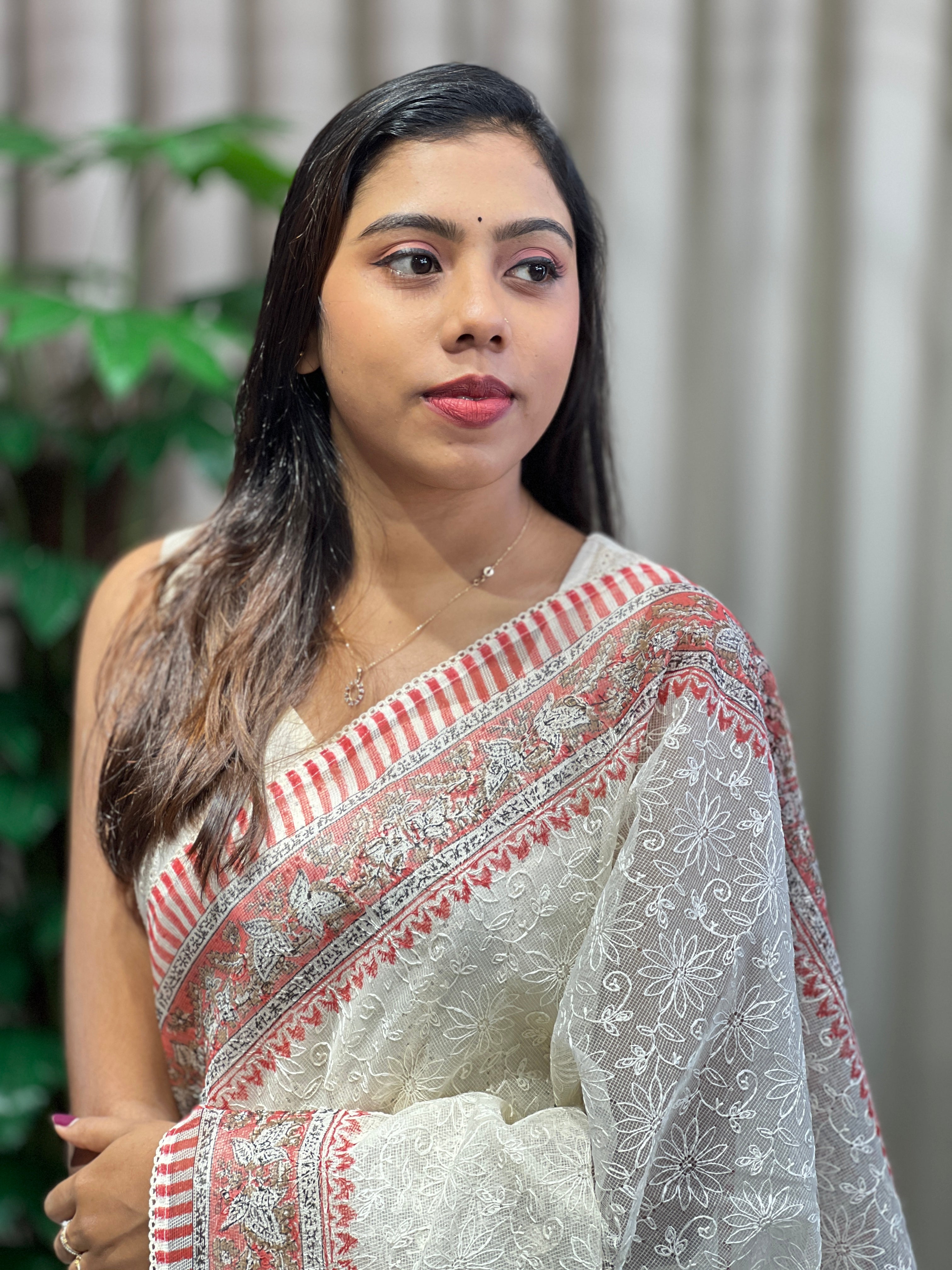 Floral Embroidery Tepchi Kota Saree | PF1180