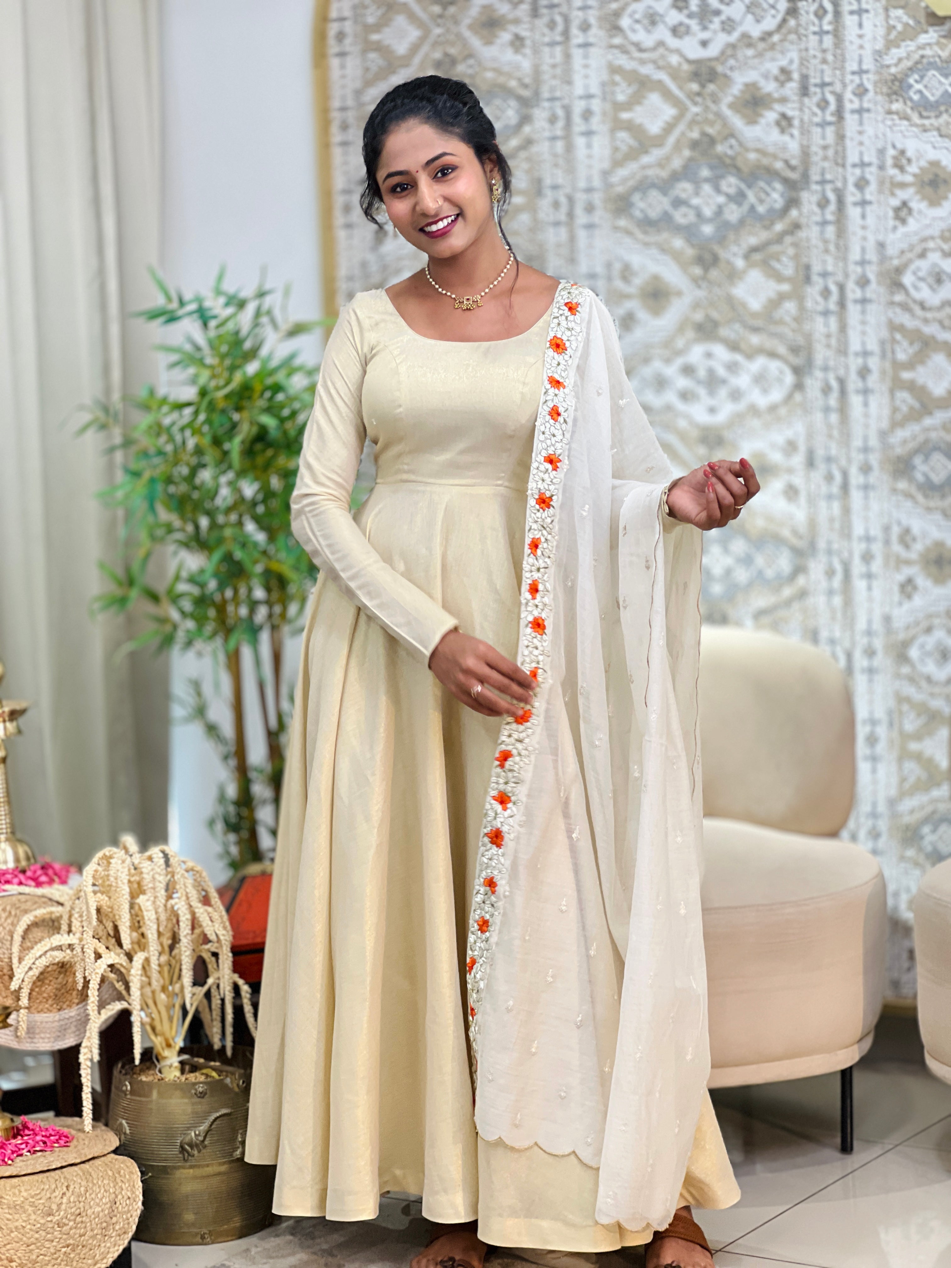Kanakamulla Editz :-Floral Embroidered Anarkali Set  (Un Stitched ) | OKM105