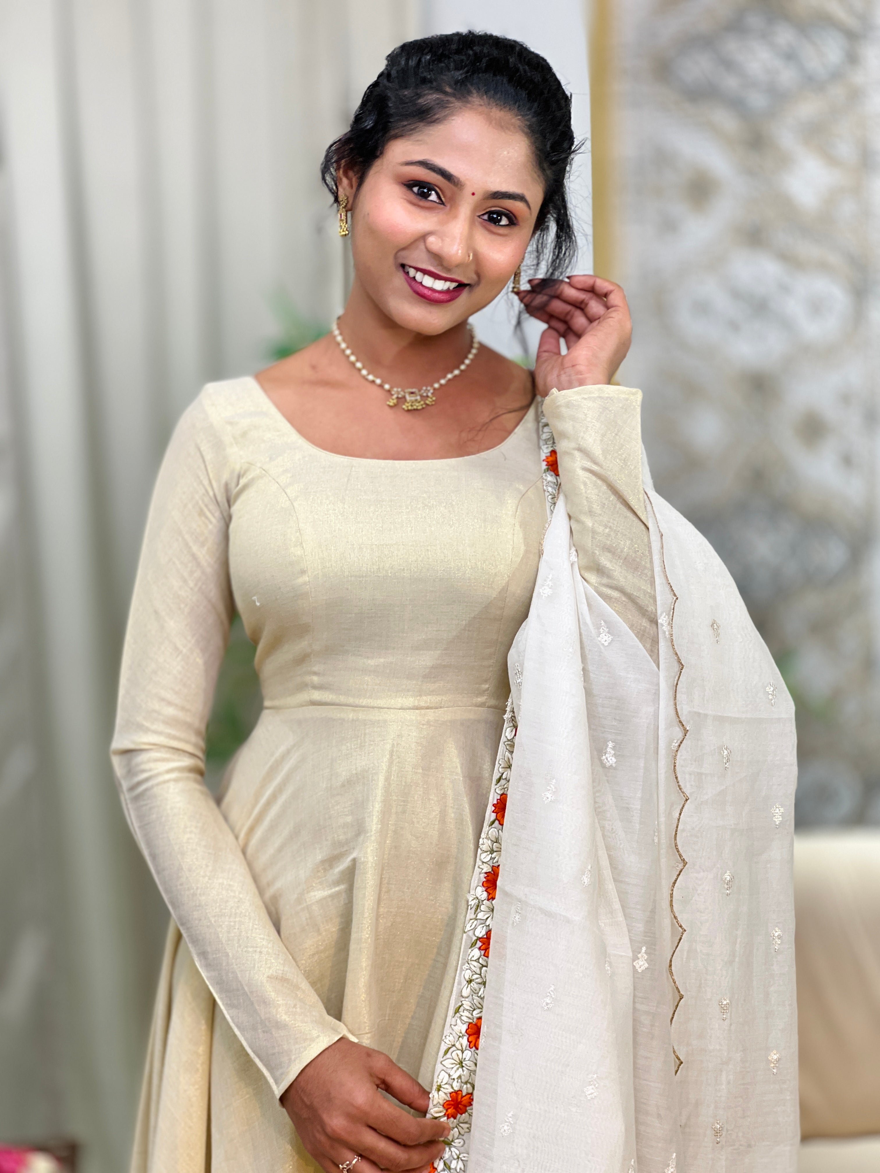 Kanakamulla Editz :-Floral Embroidered Anarkali Set  (Un Stitched ) | OKM105
