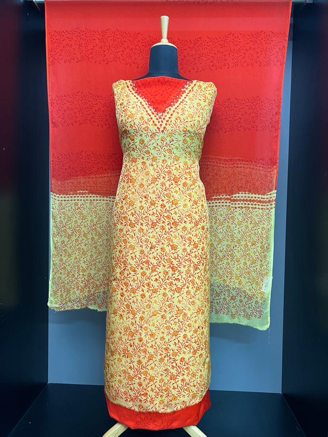 Print With Nalgonda Mirror Detailed Organza Salwar Set | SF1251
