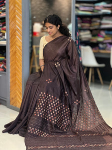 Hand Embroidery Pattern Semi Tussar Saree | BLD230