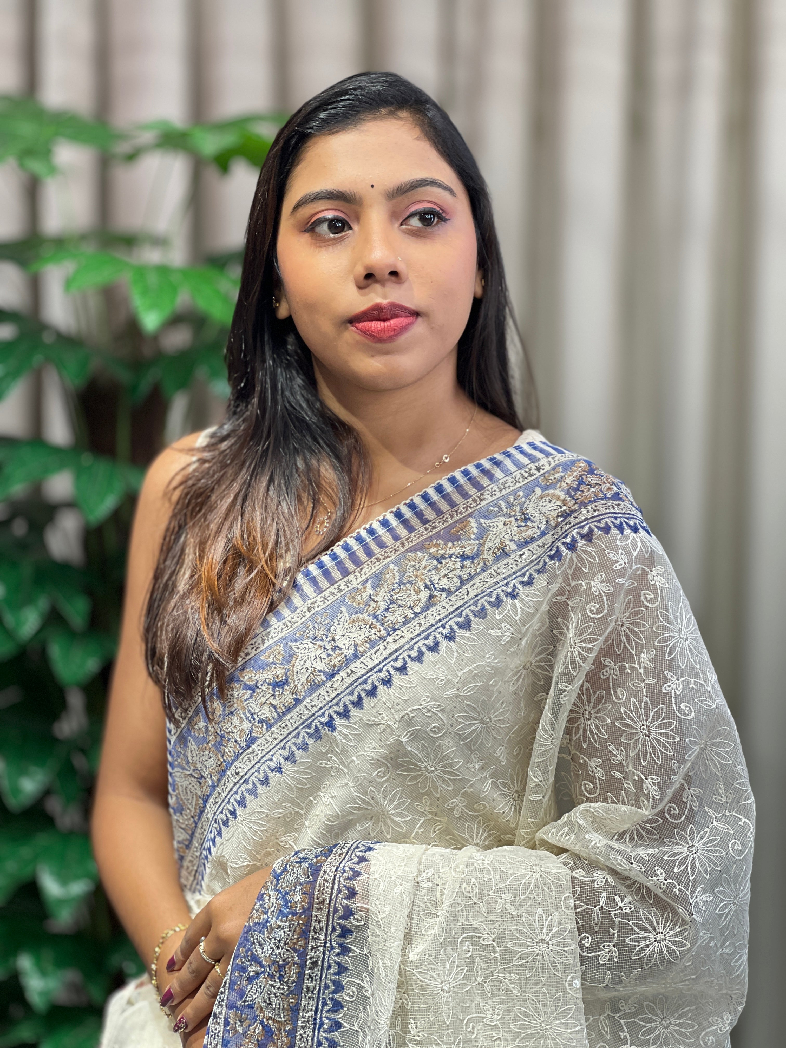 Floral Embroidery Tepchi Kota Saree | PF1183