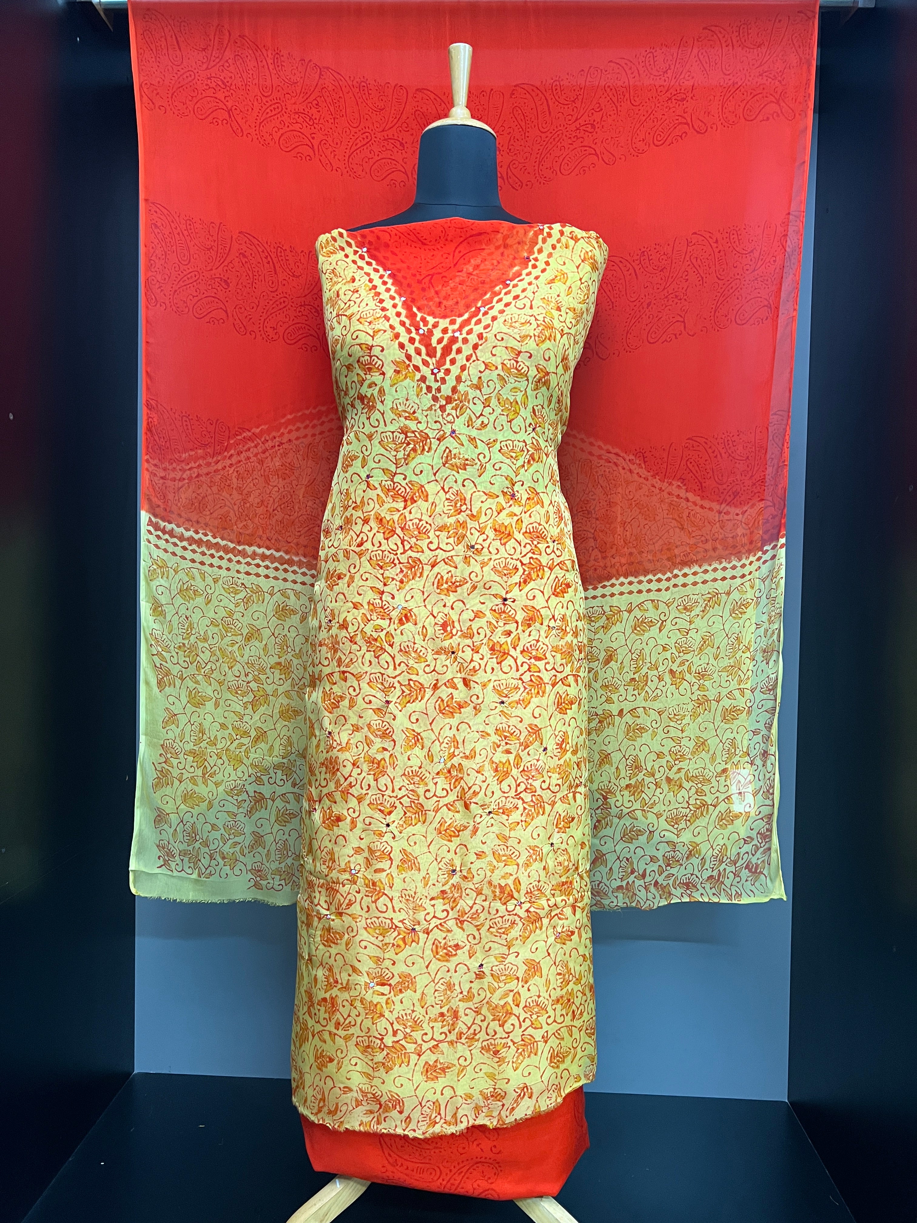 Print With Nalgonda Mirror Detailed Organza Salwar Set | SF1253