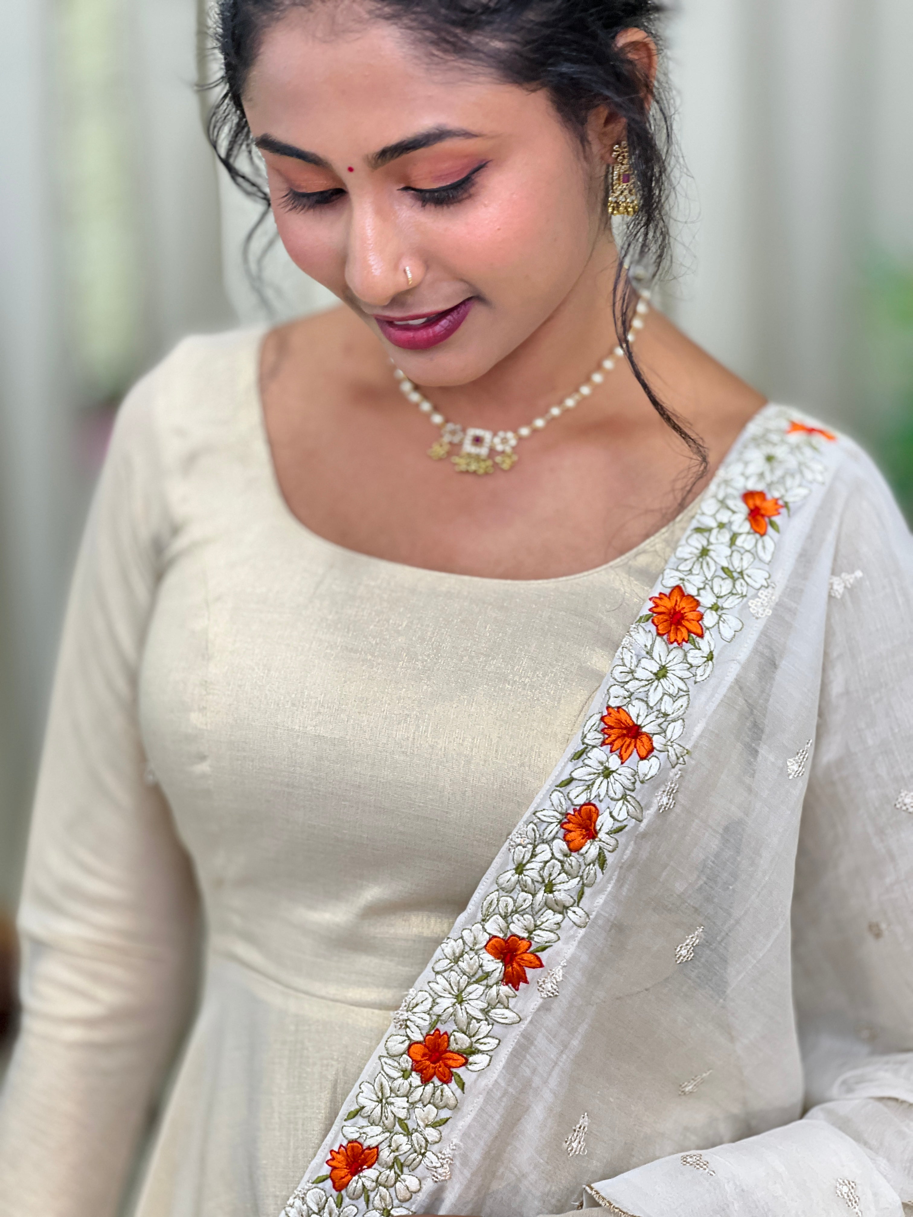 Kanakamulla Editz :-Floral Embroidered Anarkali Set  (Un Stitched ) | OKM105