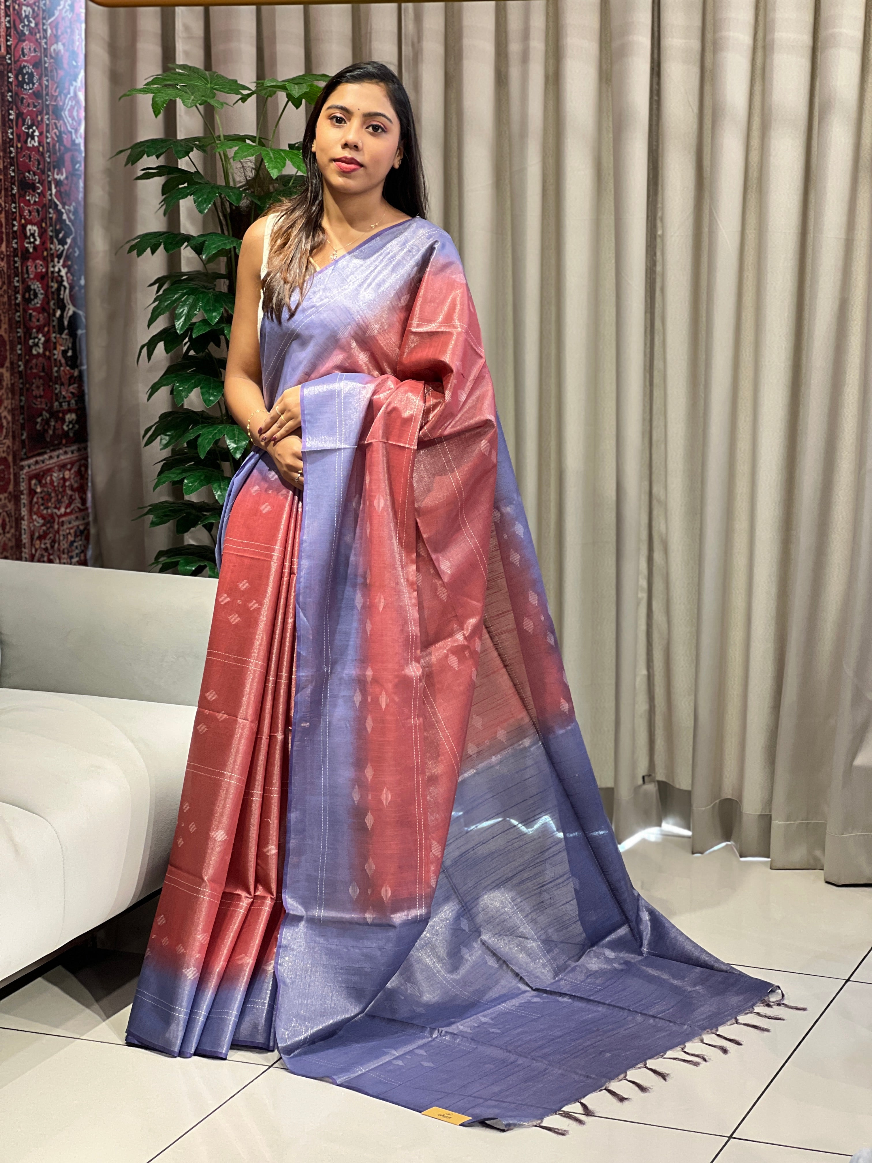 Thread Weaved Tussar Finish Saree | PF1140