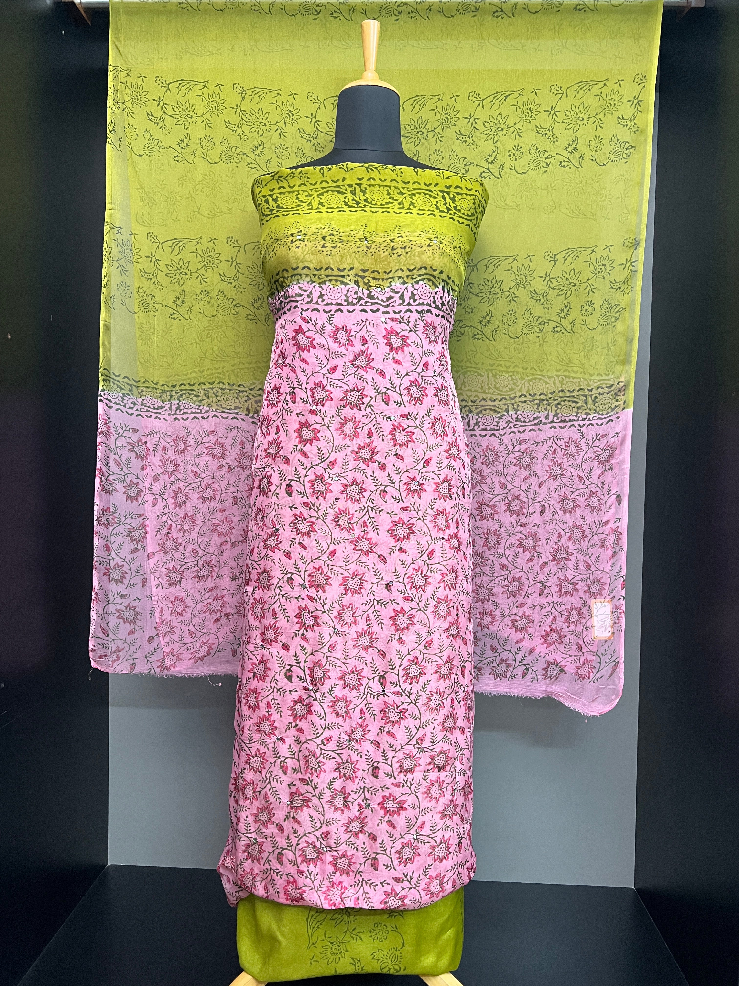 Print With Nalgonda Mirror Detailed Organza Salwar Set | SF1245