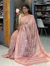 Floral Jaal Embroidery Design Bhagalpuri Linen Saree | NHH219