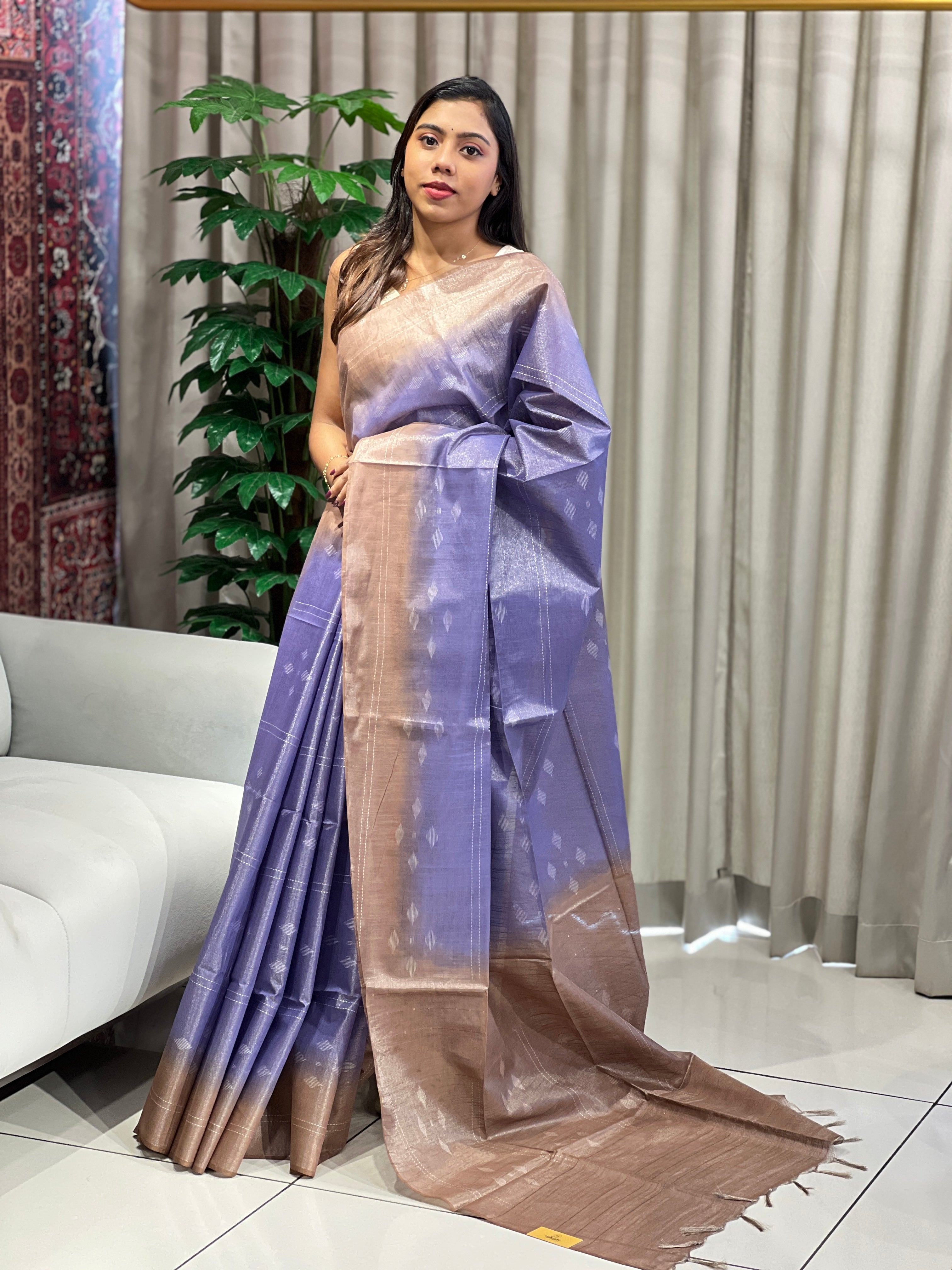 Thread Weaved Tussar Finish Saree | PF1142