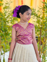 Brocade Patterned Banarasi Katan Handloom Unstitched Top & Skirt | ONK103