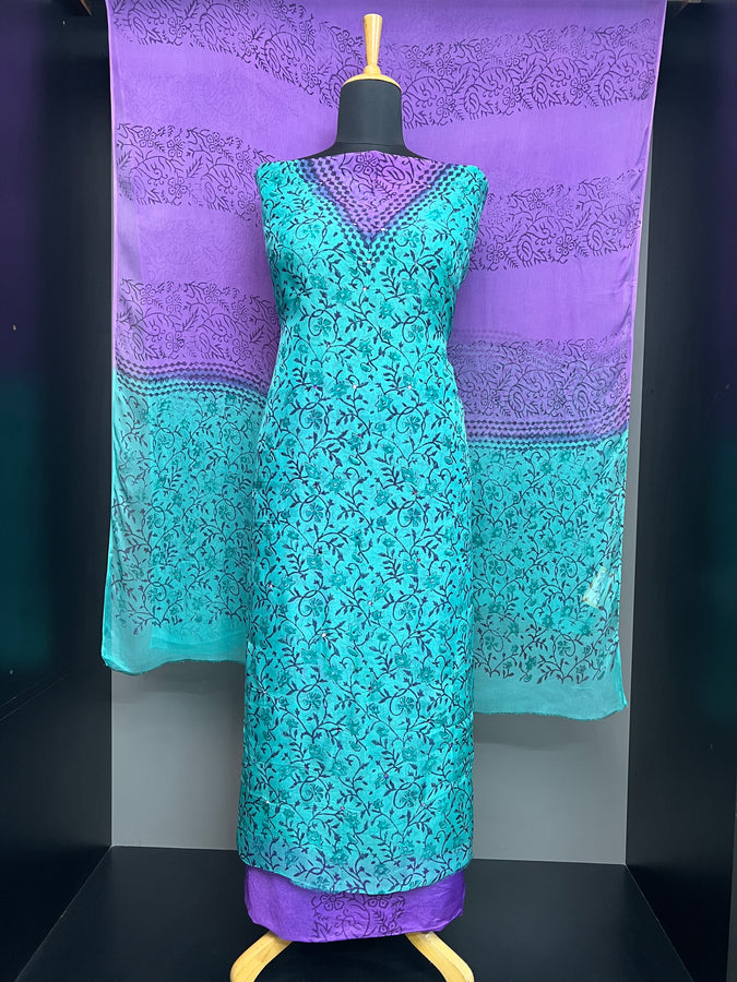 Printed Nalgonda Mirror Detailed Organza Salwar Set | SF1242