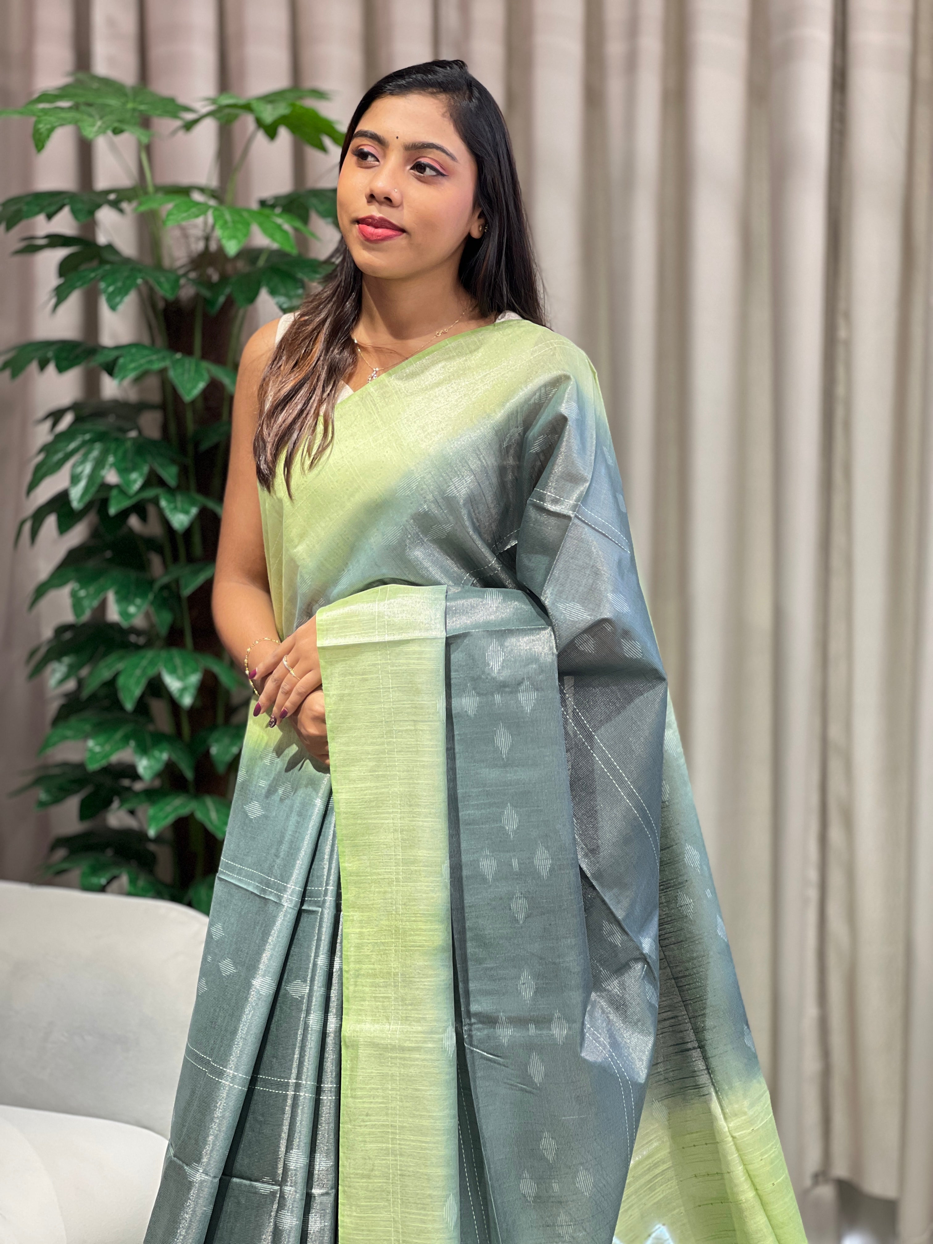 Thread Weaved Tussar Finish Saree | PF1144