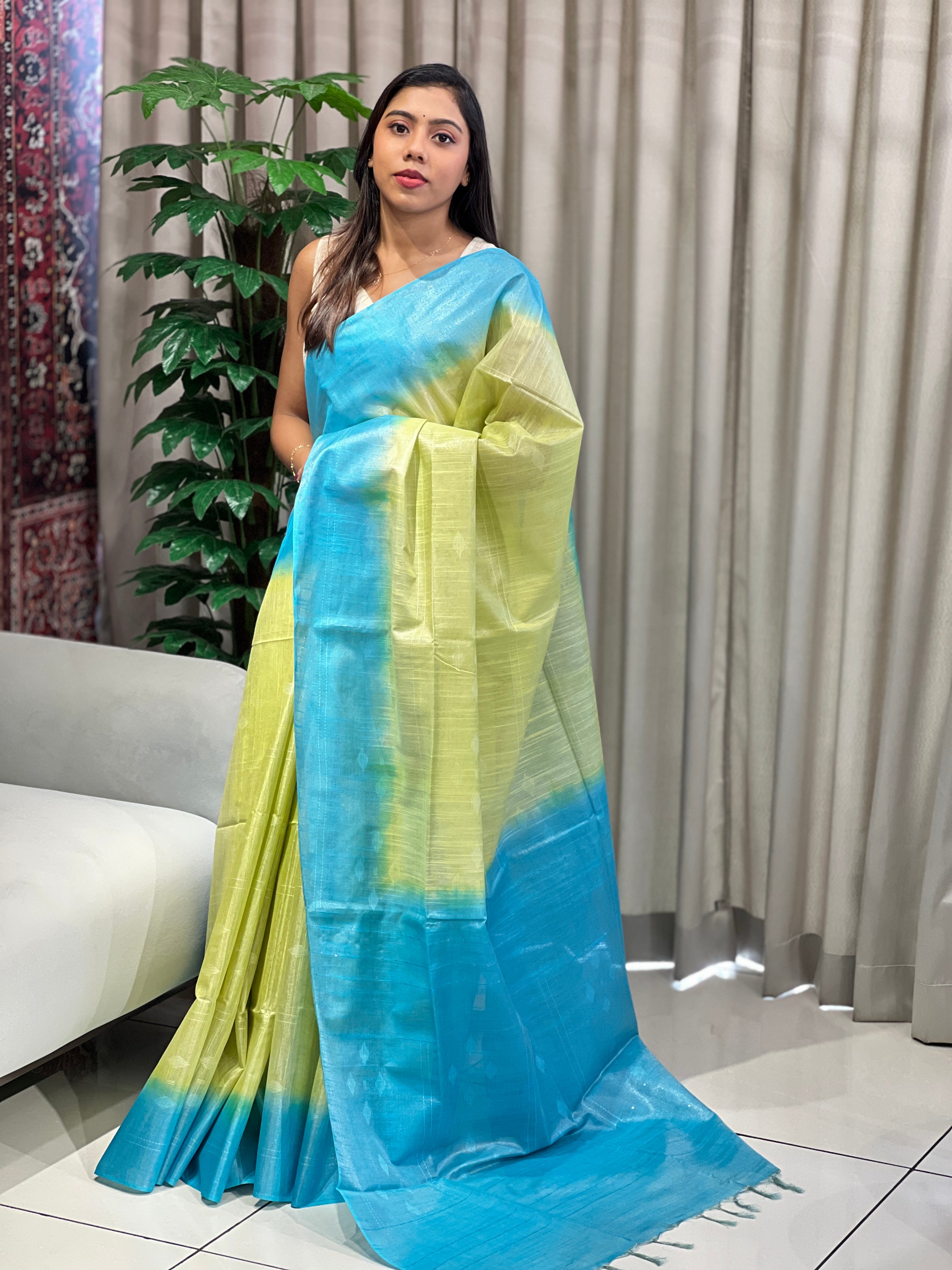 Thread Weaved Tussar Finish Saree | PF1141