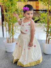 Lotus Embroidered Kerala Cotton Unstitched Skirt & Top | ONK101