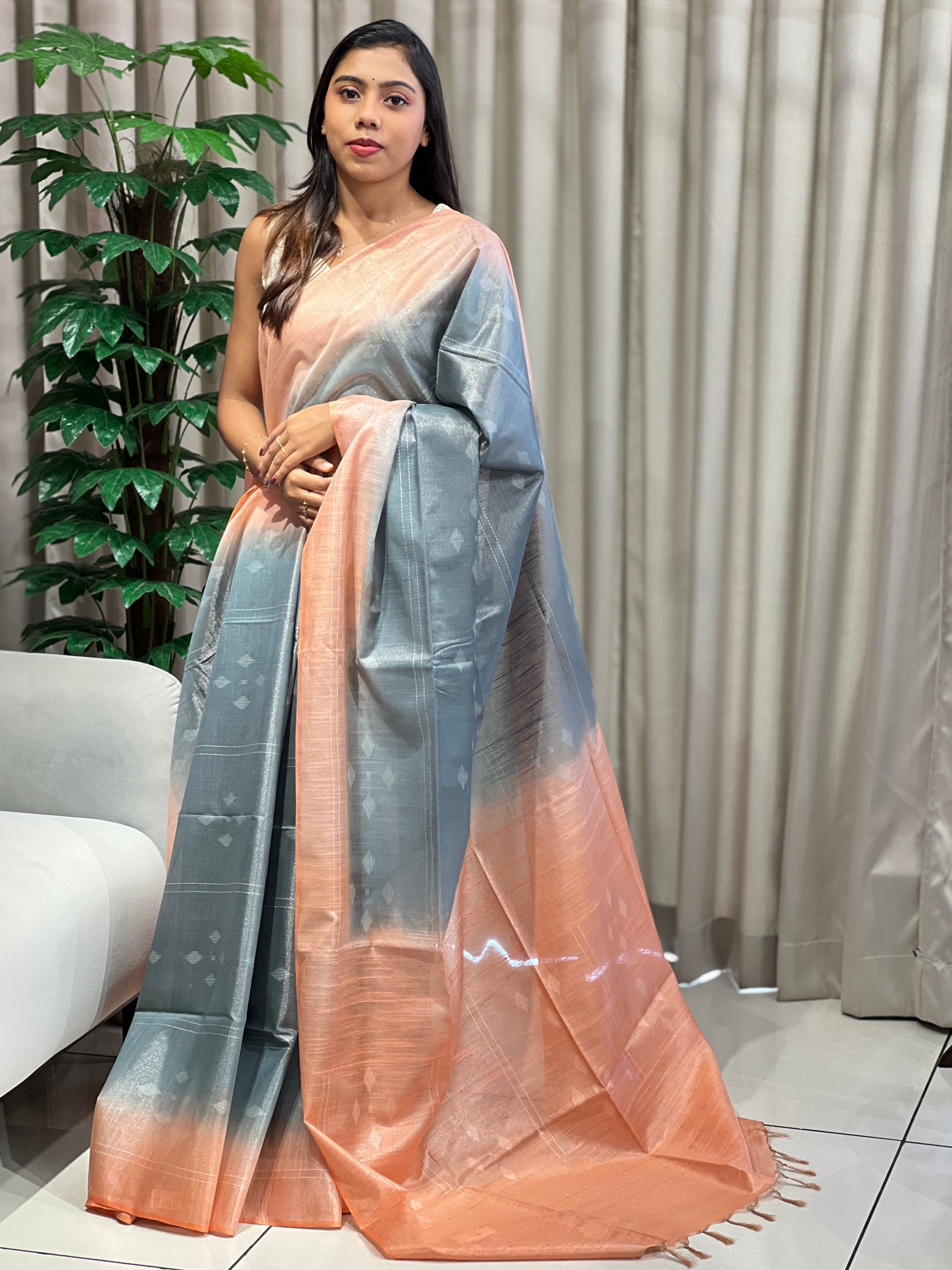 Thread Weaved Tussar Finish Saree | PF1146