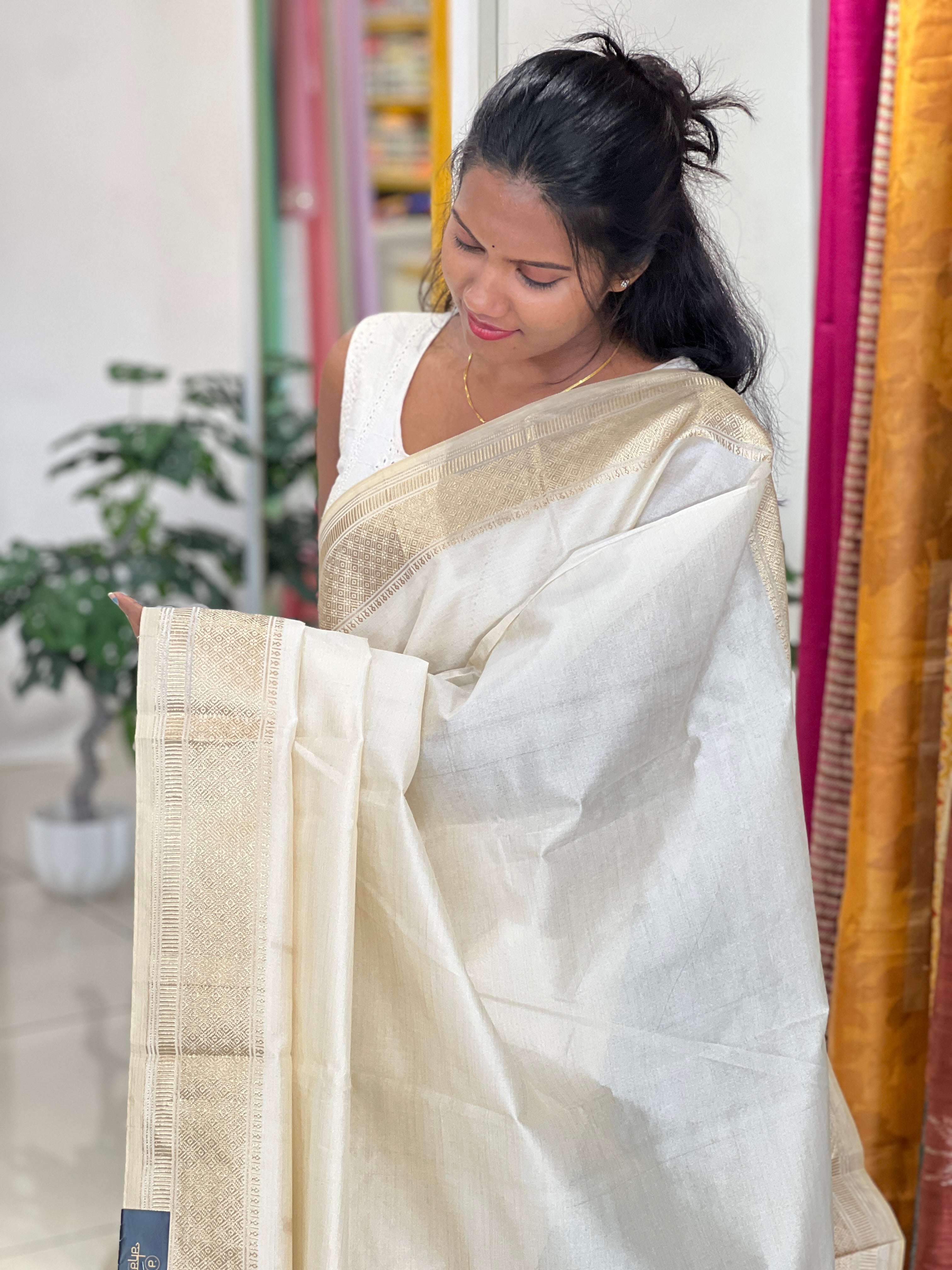 Zari Border Semi Tussar Saree | SSN237