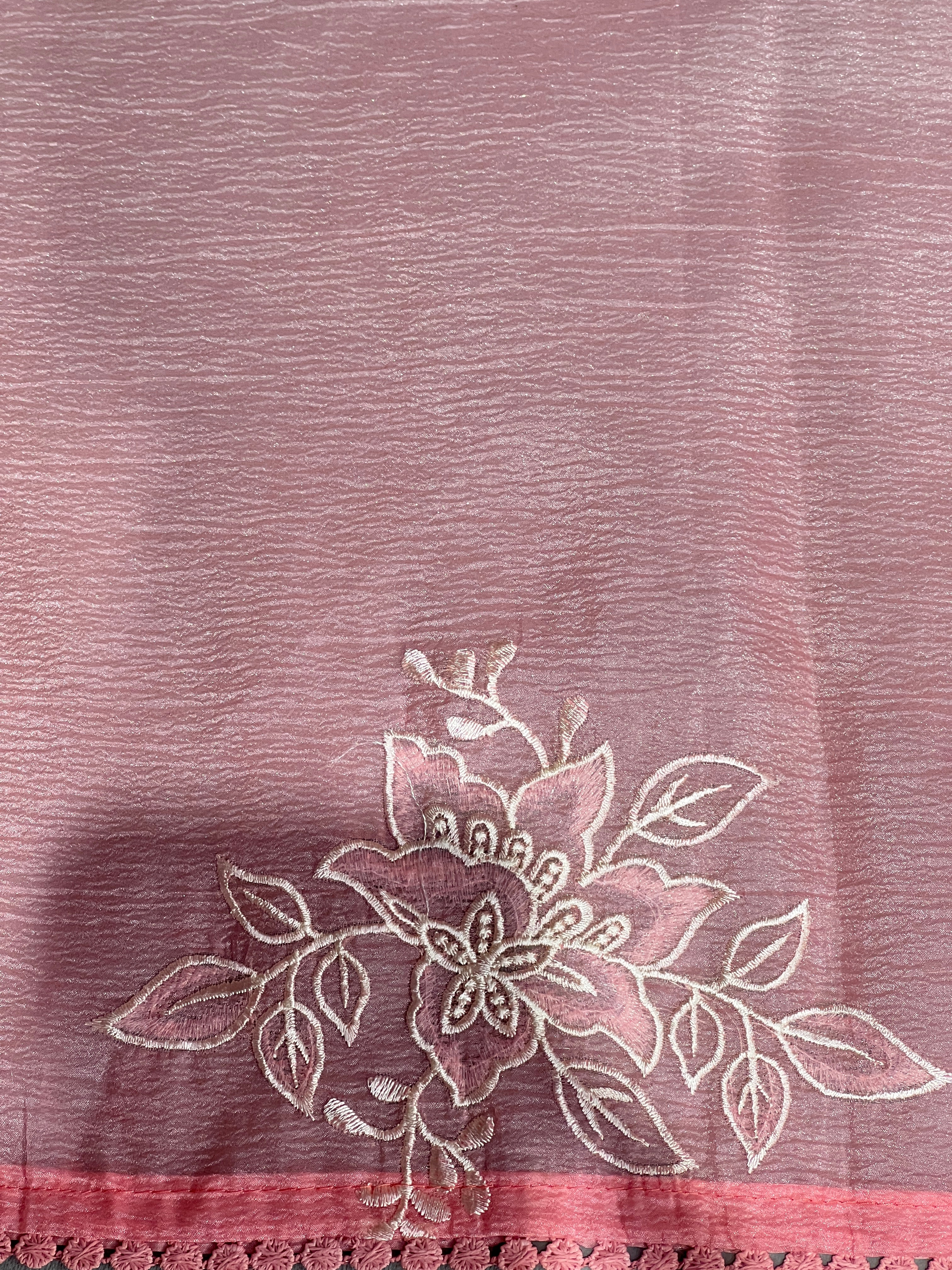 Floral Embroidered Crushed Organza Saree | BLD1659