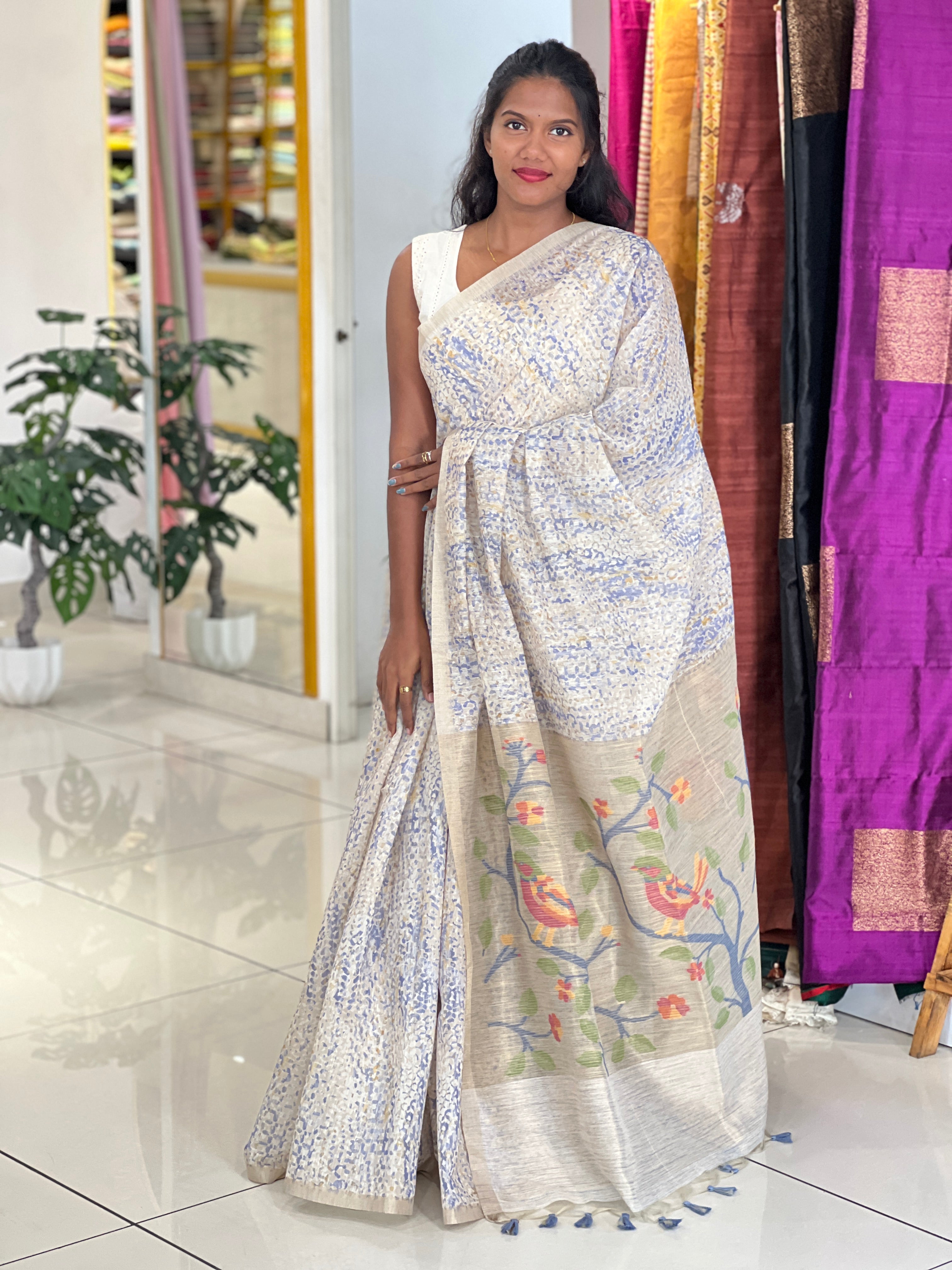 Digital Printed Chanderi Finish Saree | SSN276