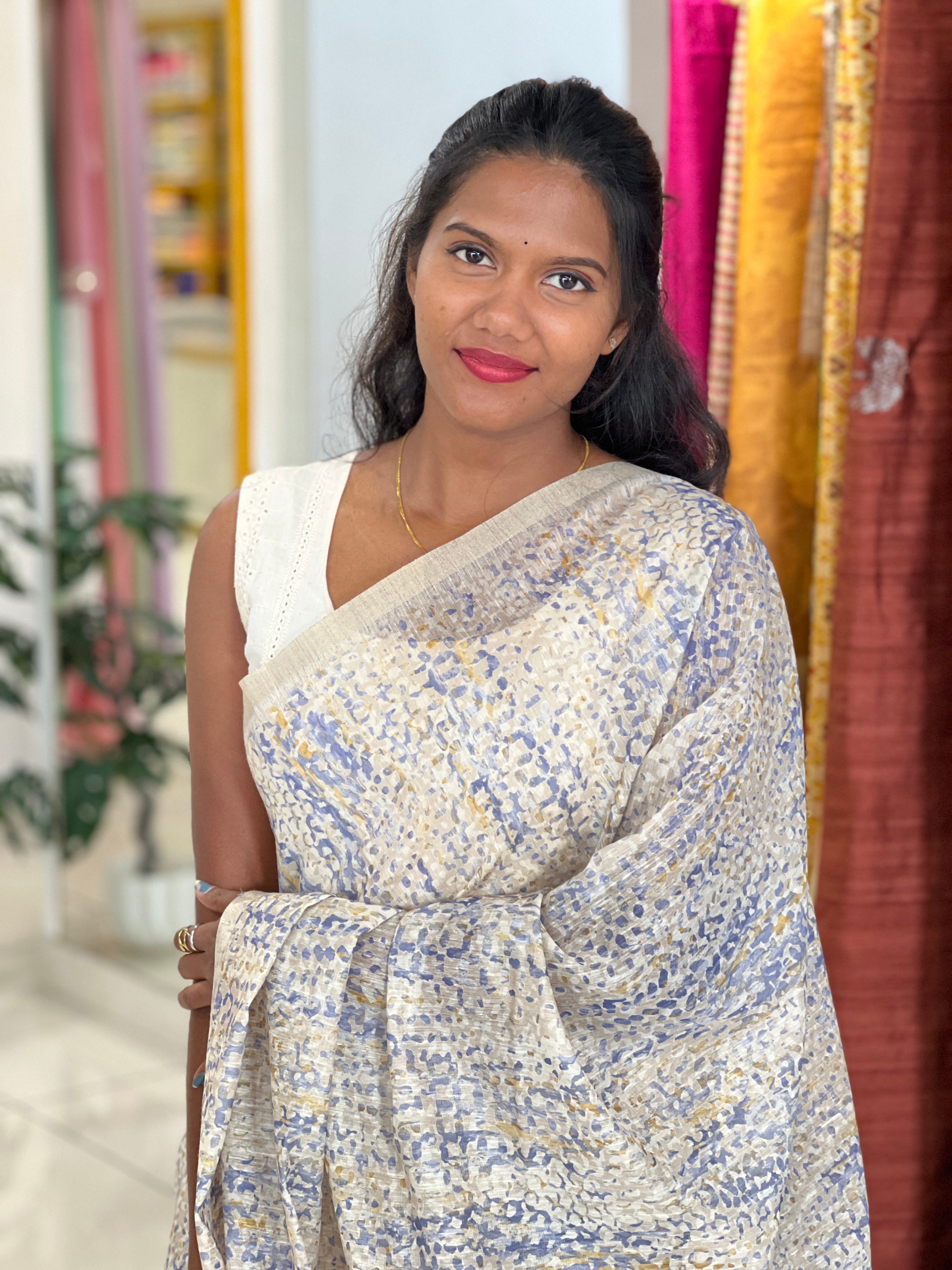 Digital Printed Chanderi Finish Saree | SSN276