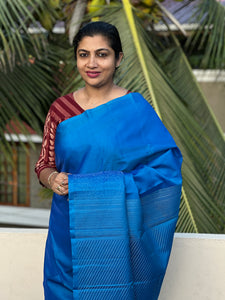 Silver Zari Woven Soft Silk Saree | KTS167