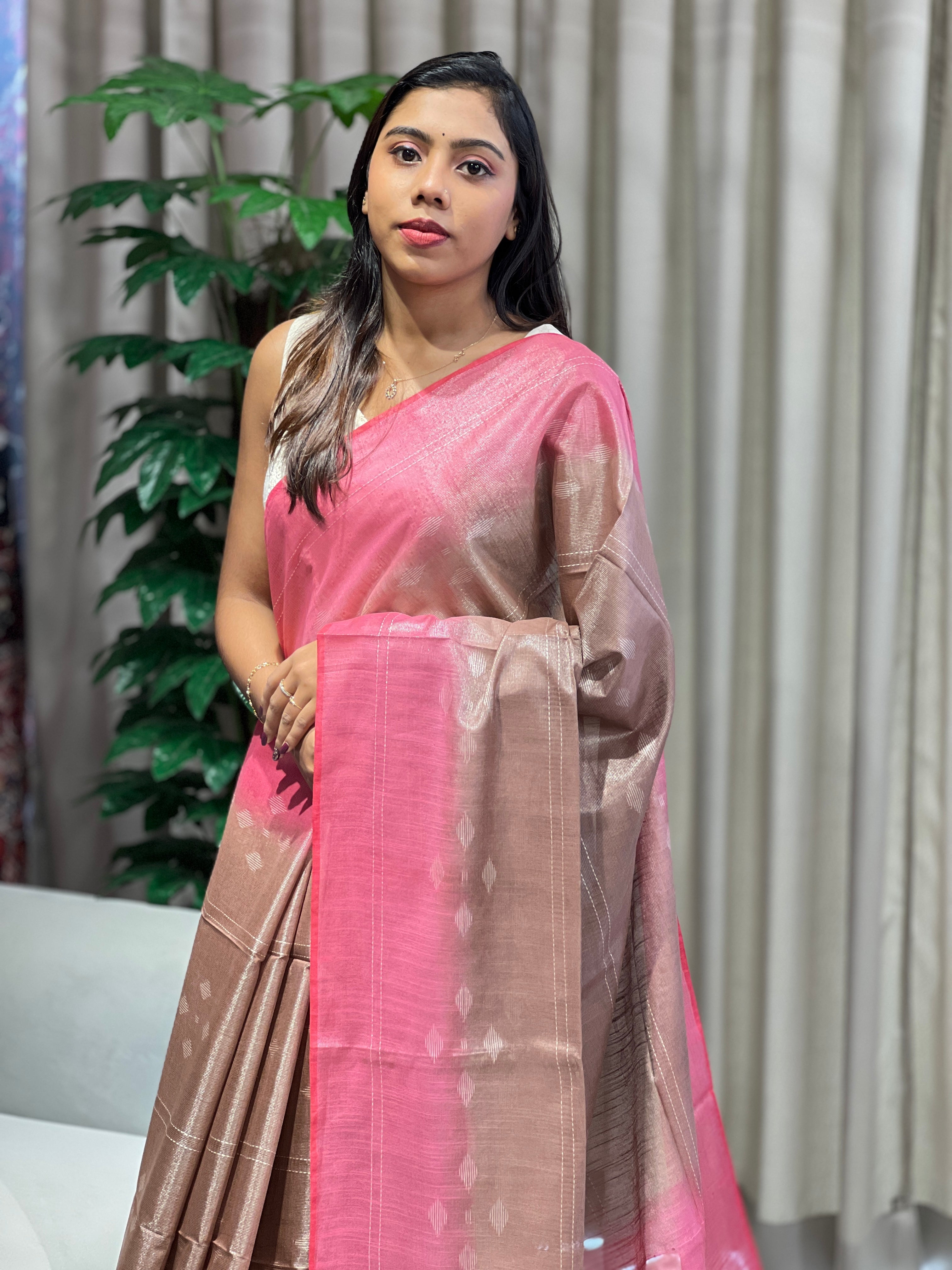 Thread Weaved Tussar Finish Saree | PF1143