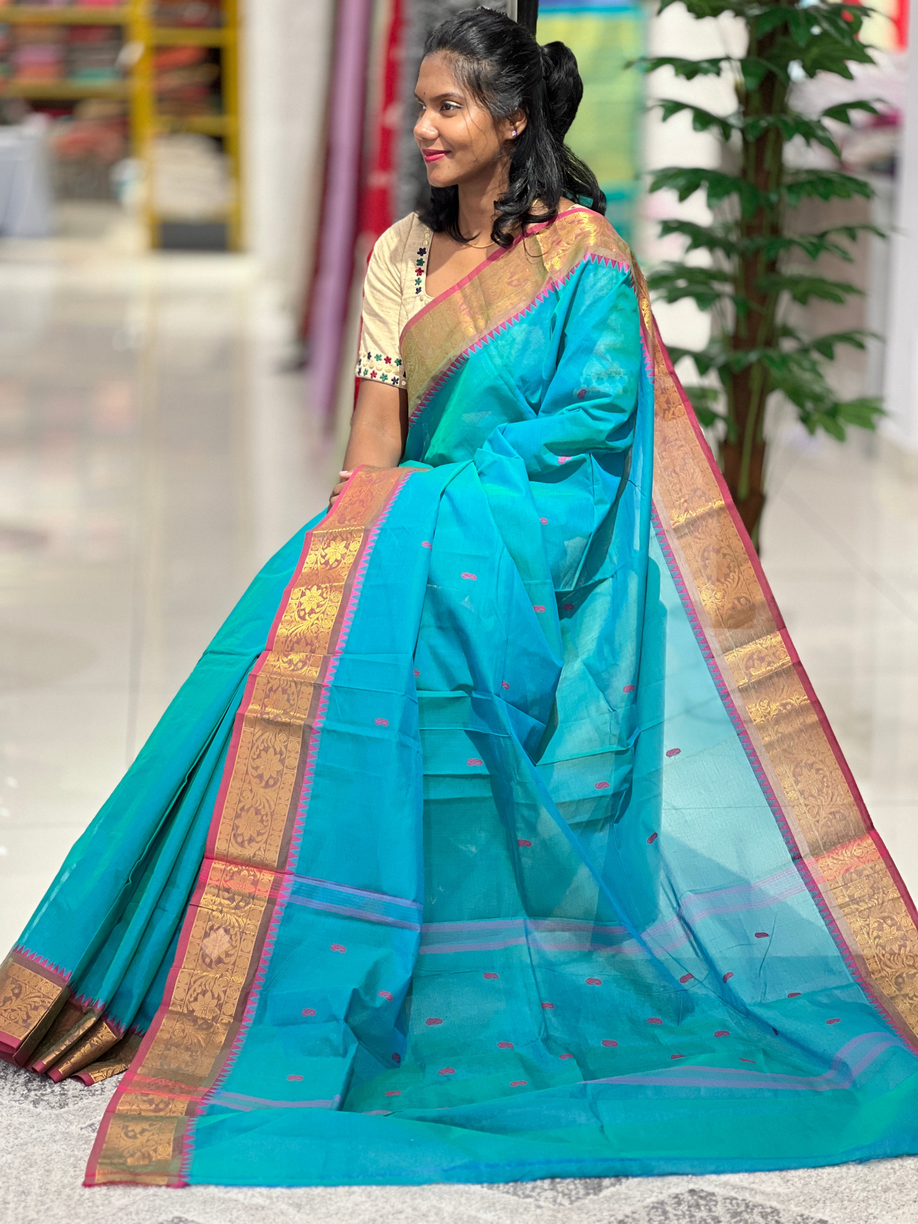Traditional Kanchi Cotton Sarees  | VR215