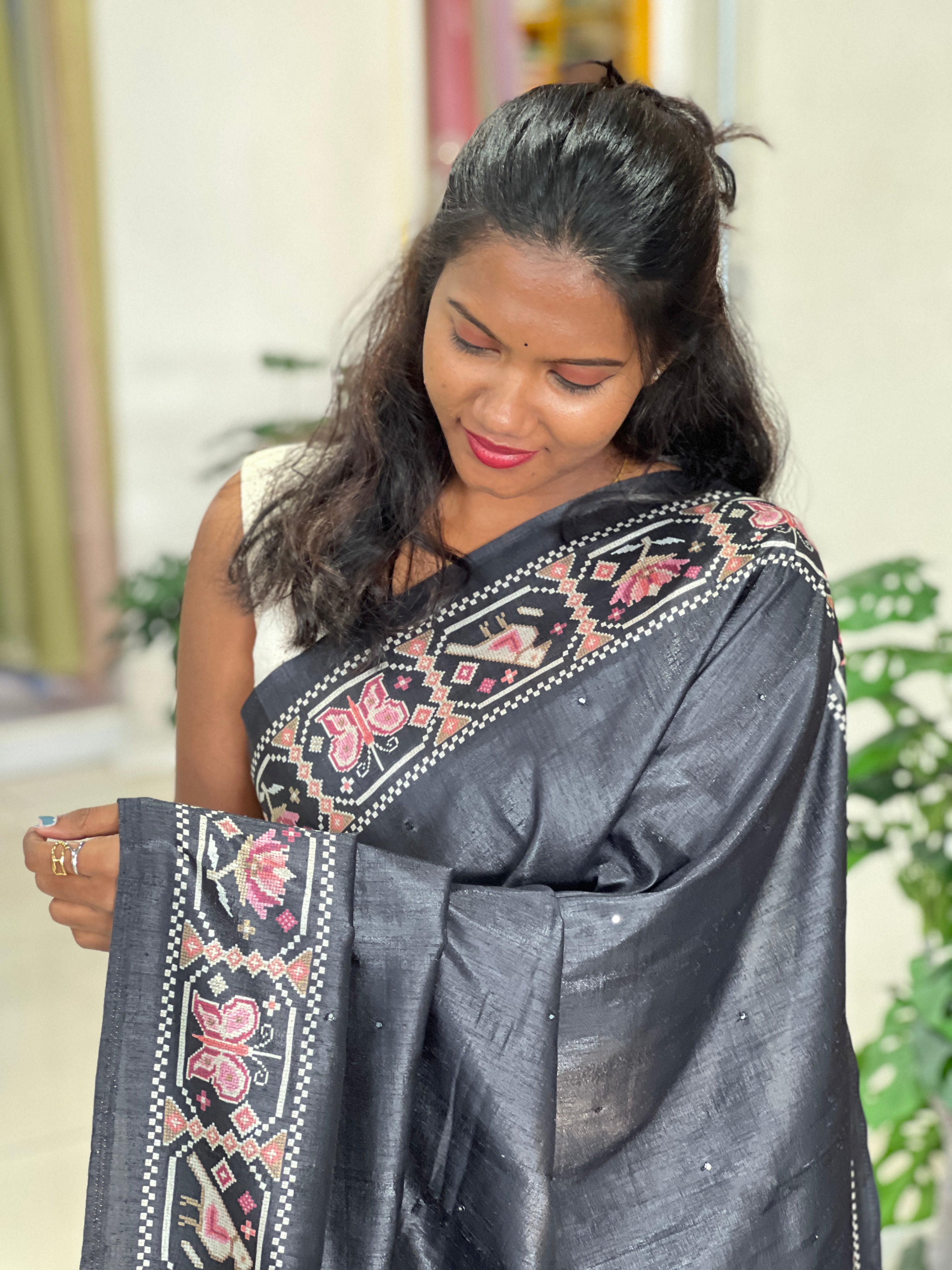 Digital Printed Semi Tussar Saree | SSN381