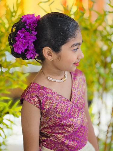 Brocade Patterned Banarasi Katan Handloom Unstitched Top & Skirt | ONK103