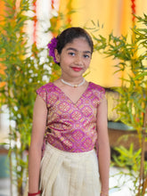 Brocade Patterned Banarasi Katan Handloom Unstitched Top & Skirt | ONK103