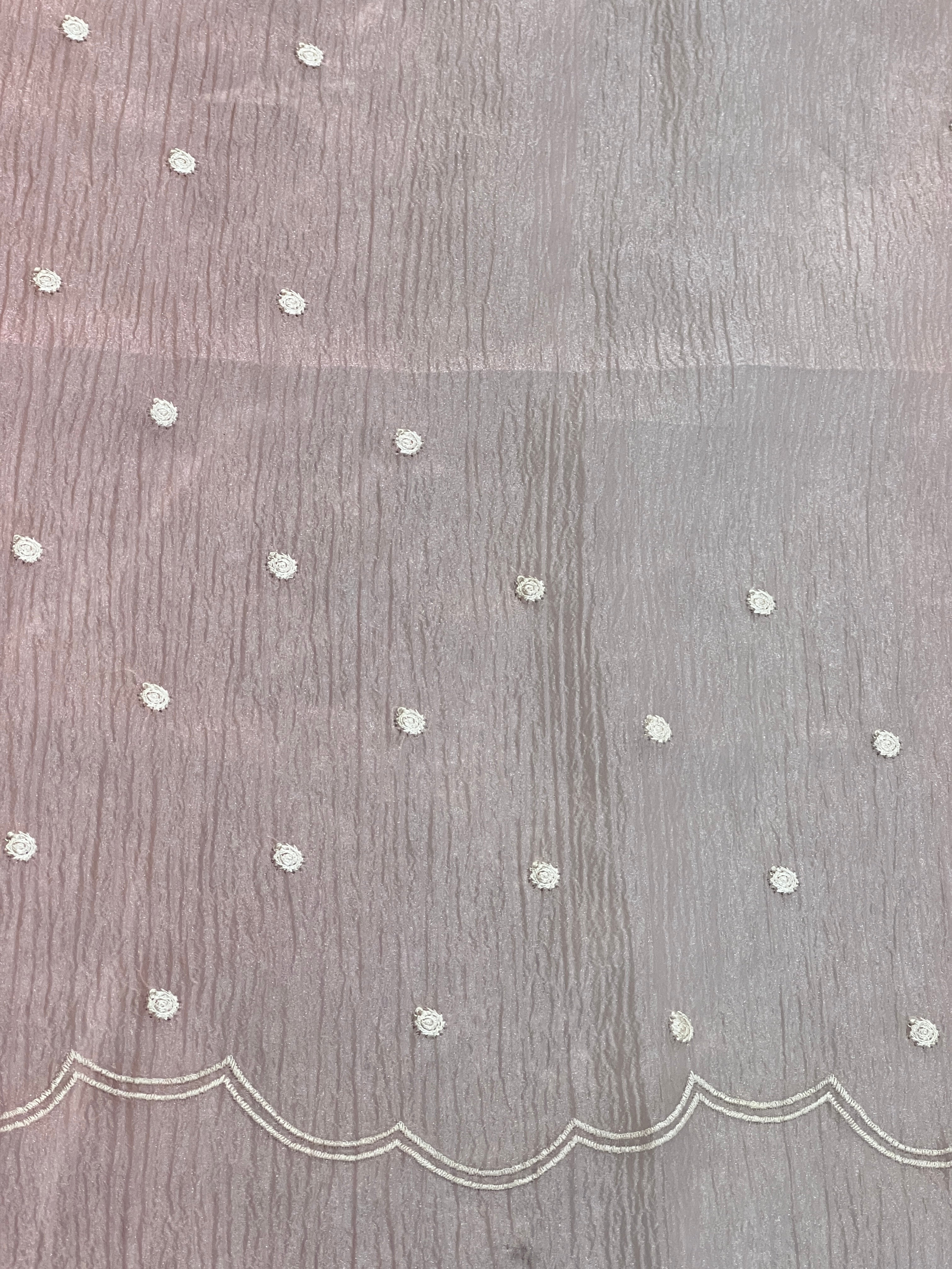Floral Embroidery Detailed Crushed Organza Saree | BLD1666